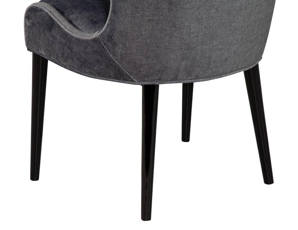 Set of 10 Custom Modern Dining Chairs in Dark Indigo Velvet 4