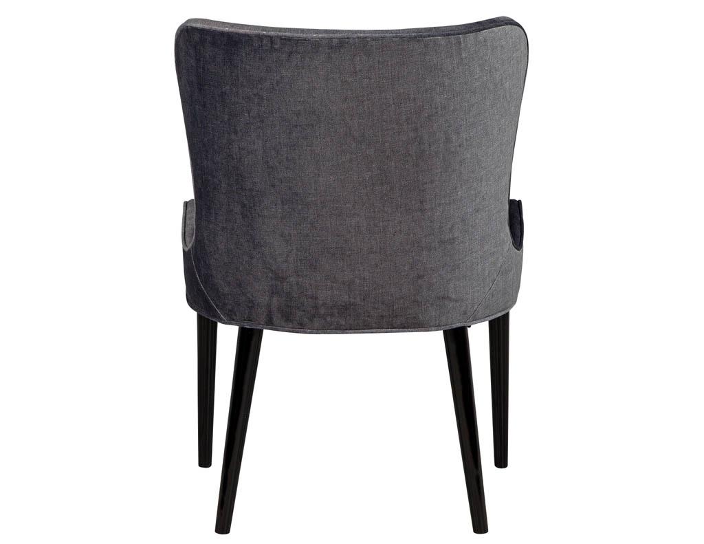 Set of 10 Custom Modern Dining Chairs in Dark Indigo Velvet In New Condition In North York, ON