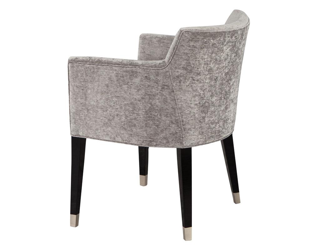 Set of 10 Custom Modern Dining Chairs in Grey Designer Velvet In New Condition For Sale In North York, ON