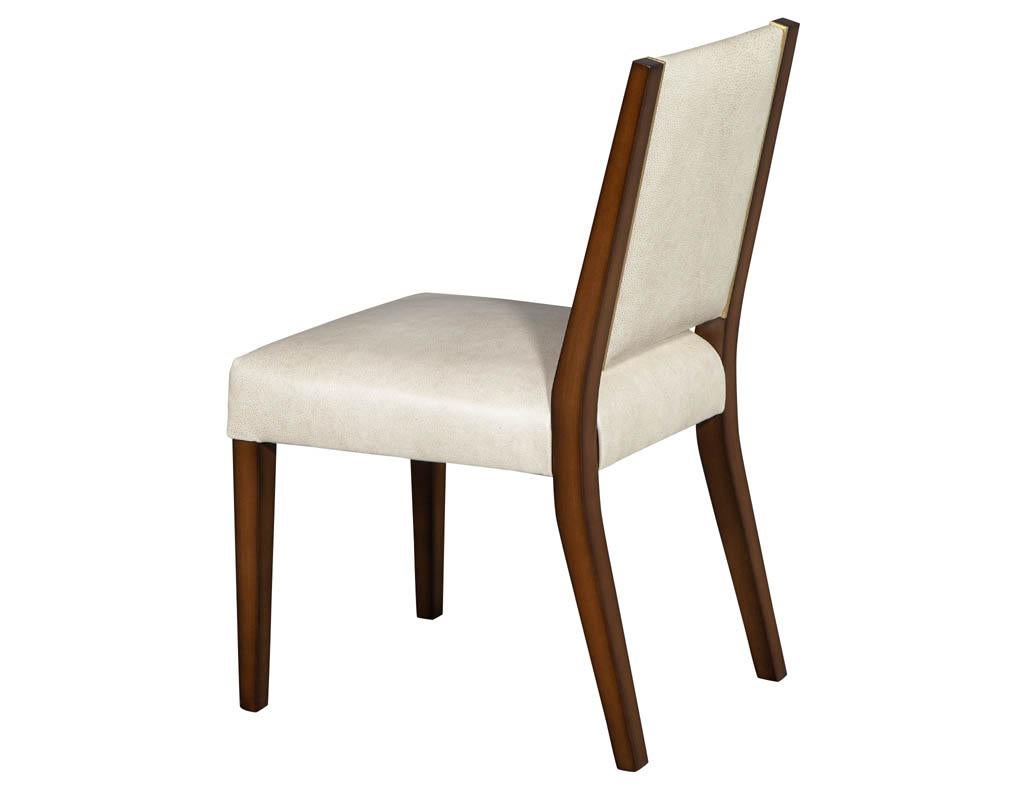 Set of 10 Custom Modern Leather Dining Chairs with Brass 6