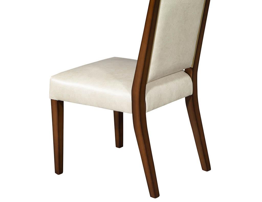 Set of 10 Custom Modern Leather Dining Chairs with Brass 8