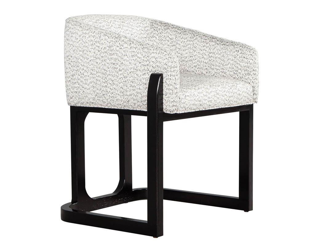 Set of 10 Custom Modern Oak Dining Chairs in Black and White For Sale 8