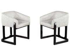 Set of 10 Custom Modern Oak Dining Chairs in Black and White