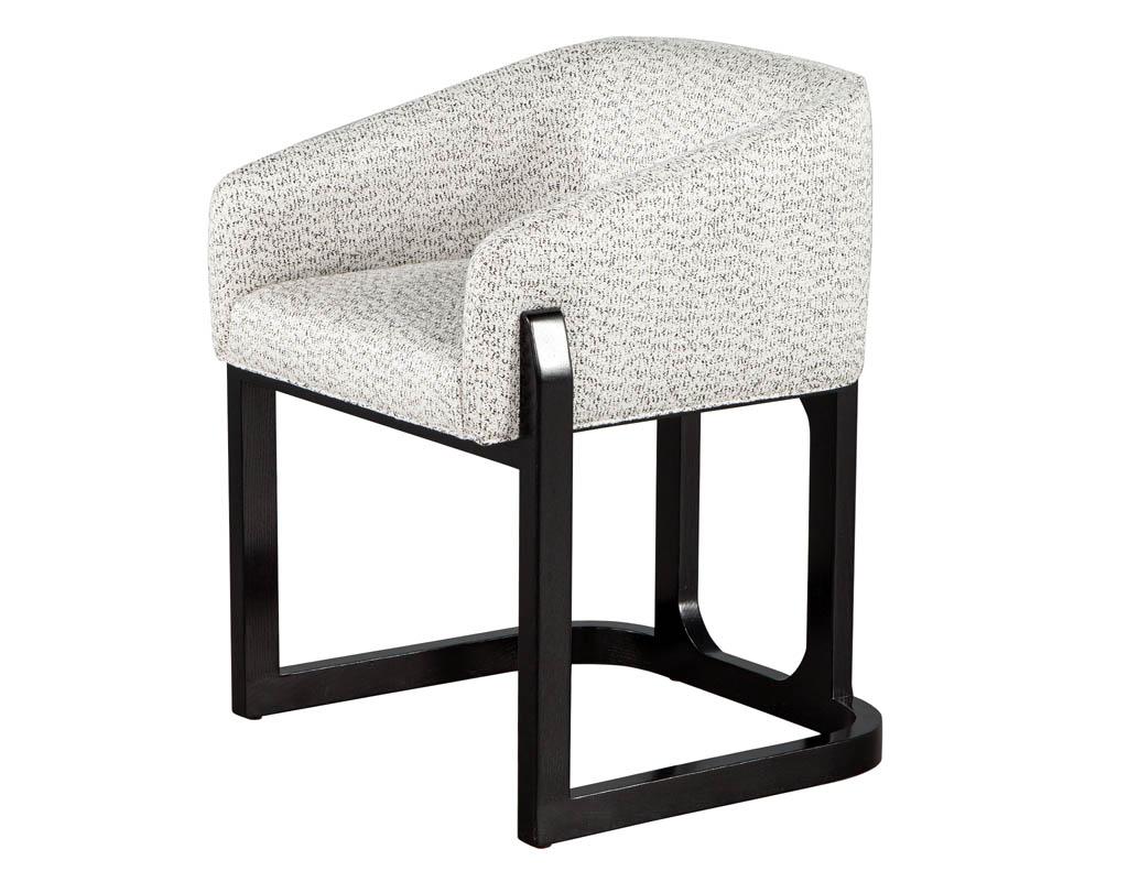 Canadian Set of 10 Custom Modern Oak Dining Chairs in Black and White For Sale