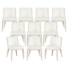 Set of 10 Custom Modern Oak Dining Chairs in Bleached Finish