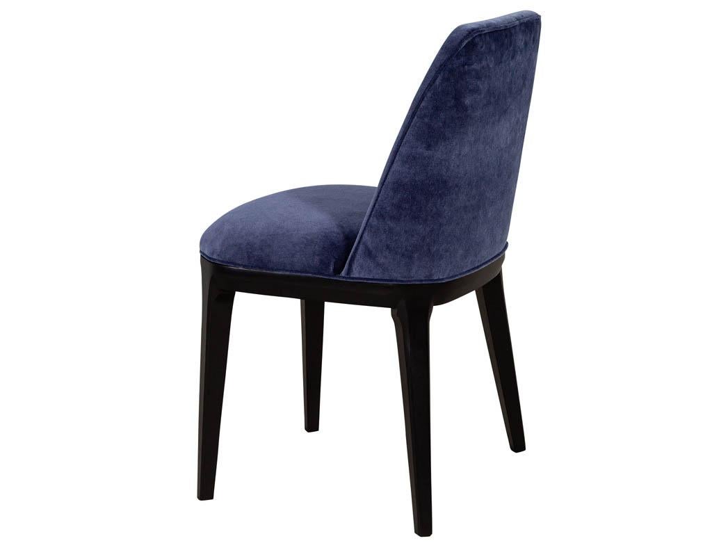 Set of 10 Custom Navy Velvet Modern Dining Chairs For Sale 5