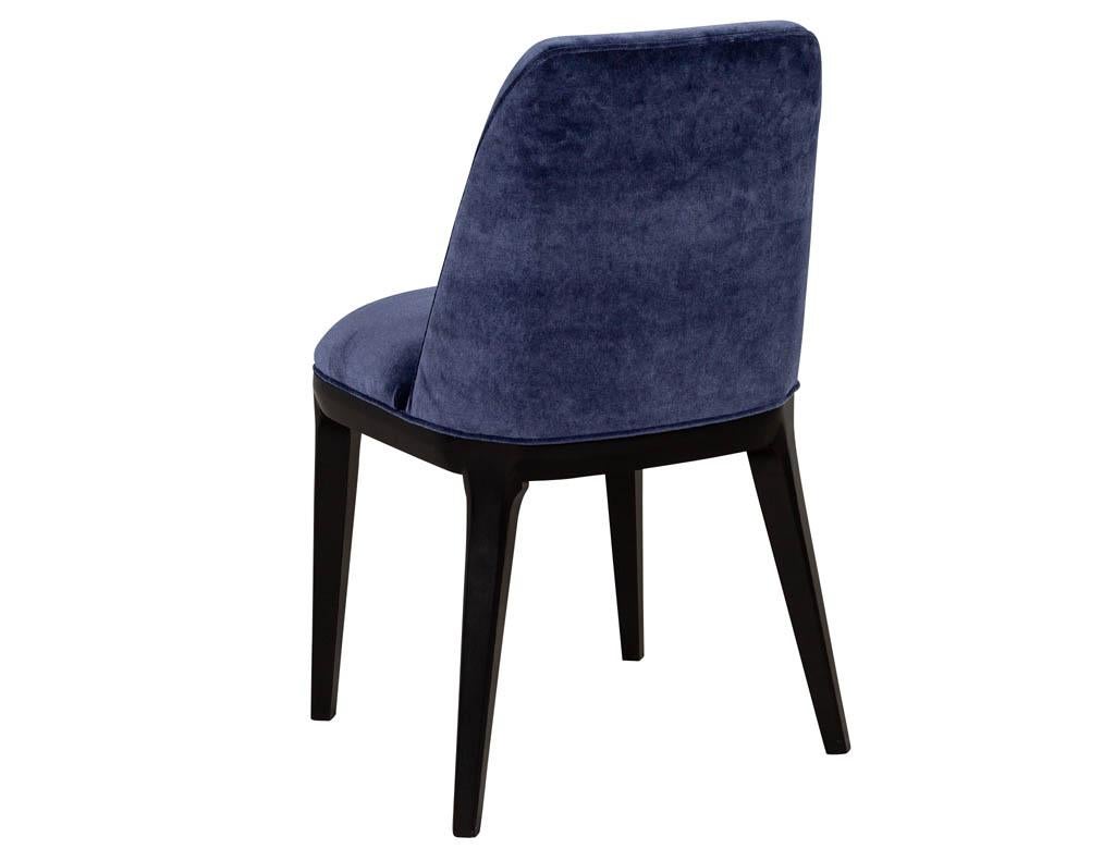 Set of 10 Custom Navy Velvet Modern Dining Chairs For Sale 6