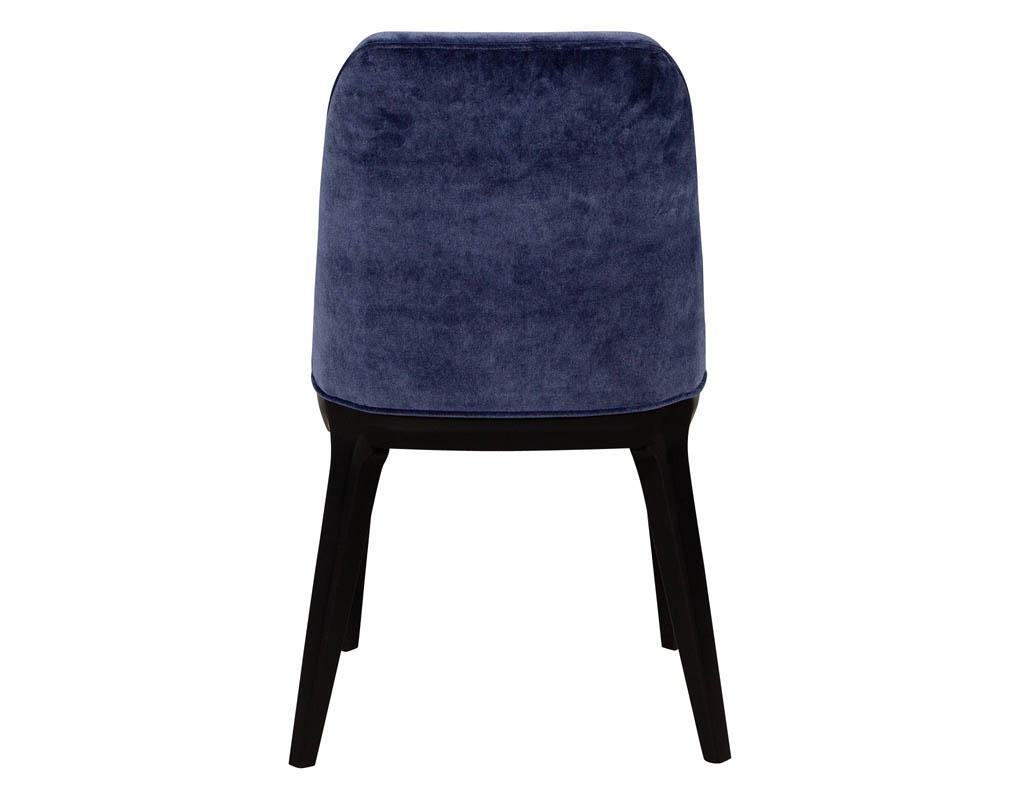 Set of 10 Custom Navy Velvet Modern Dining Chairs For Sale 7