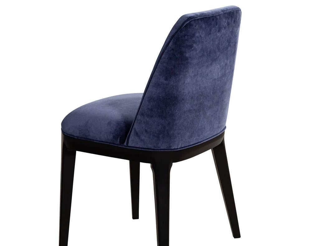 Set of 10 Custom Navy Velvet Modern Dining Chairs For Sale 8
