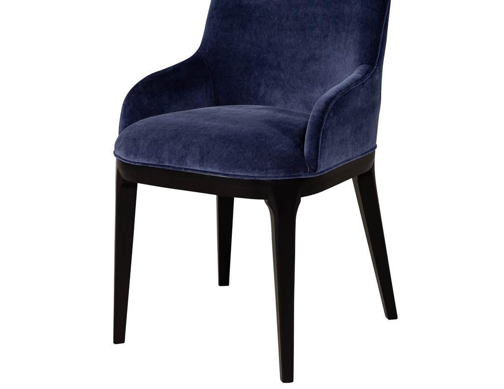 Set of 10 Custom Navy Velvet Modern Dining Chairs For Sale 12