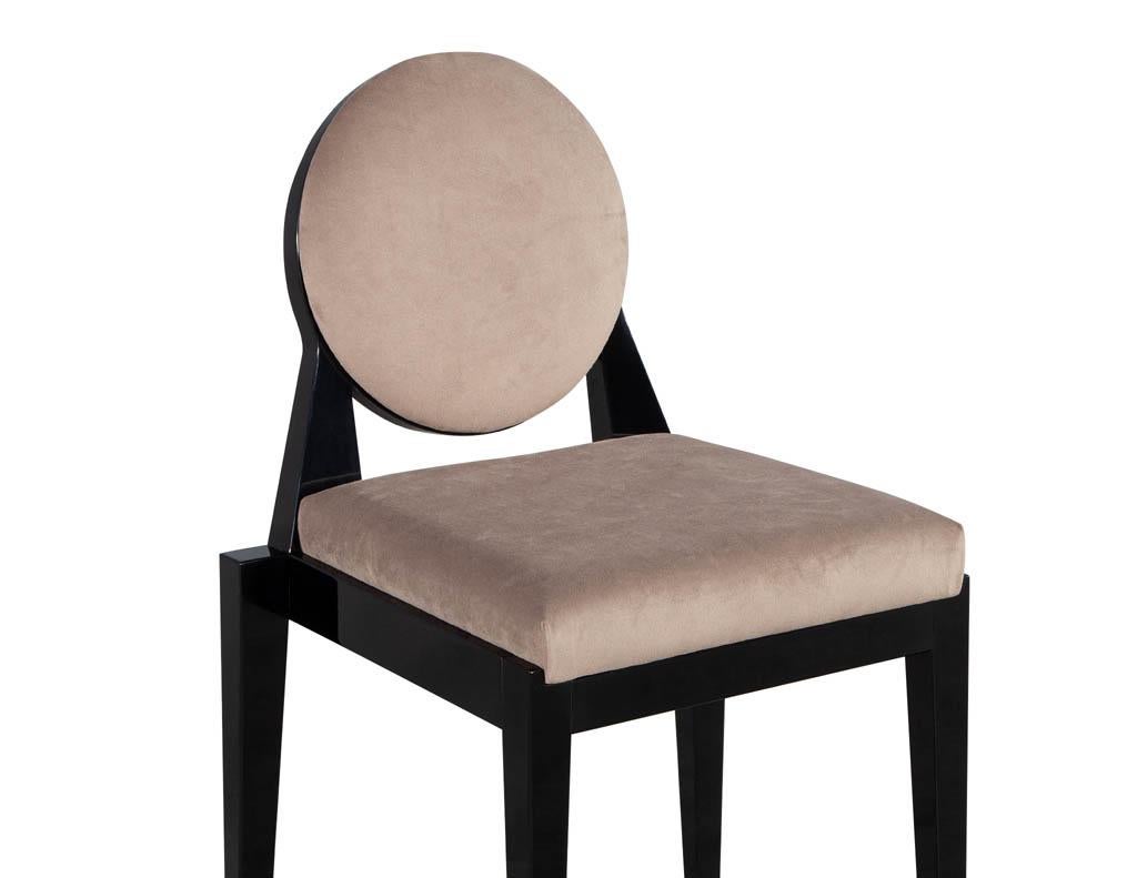 Velvet Set of 10 Custom Round Back Modern Dining Chairs Arrondi Chair For Sale