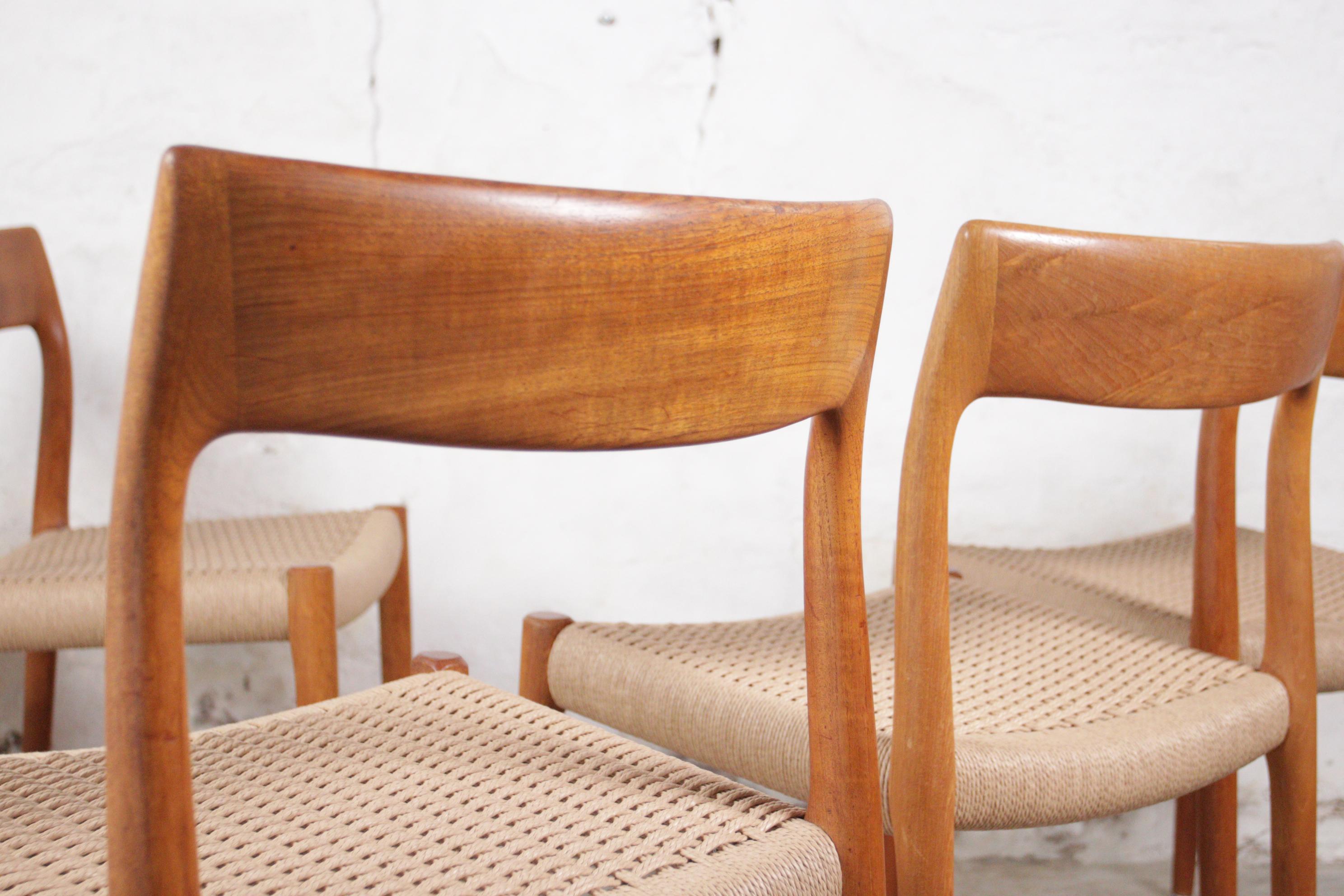 Mid-Century Modern Set of 10 Danish Design Niels Otto Moller Model 77 Dining Chairs Jl Molller