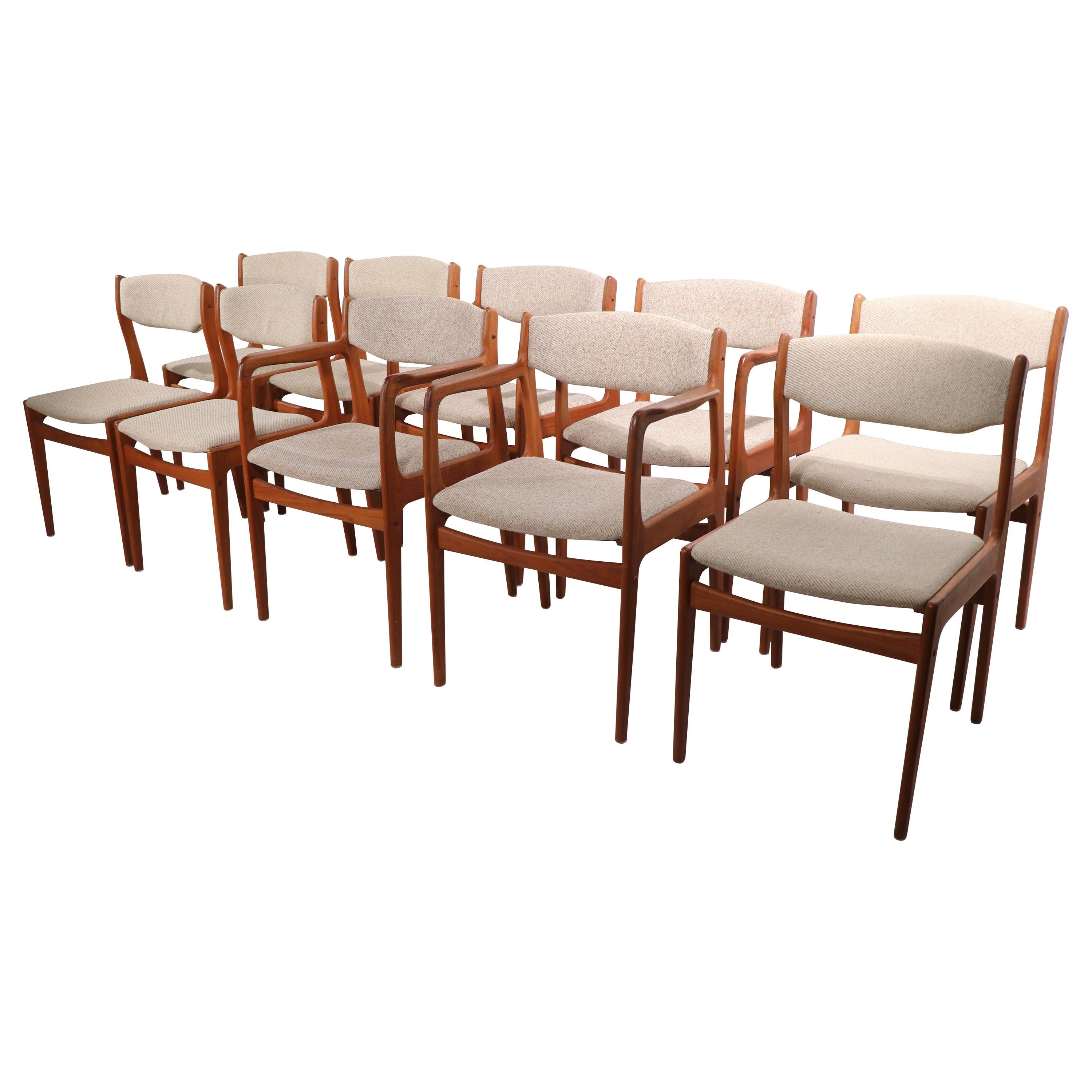 Set of 10 Danish Dining Chairs Att. to Erik Buch for Odense Maskinsnedkeri