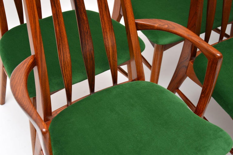 Velvet Set of 10 Danish Dining Chairs by Niels Koefoed For Sale