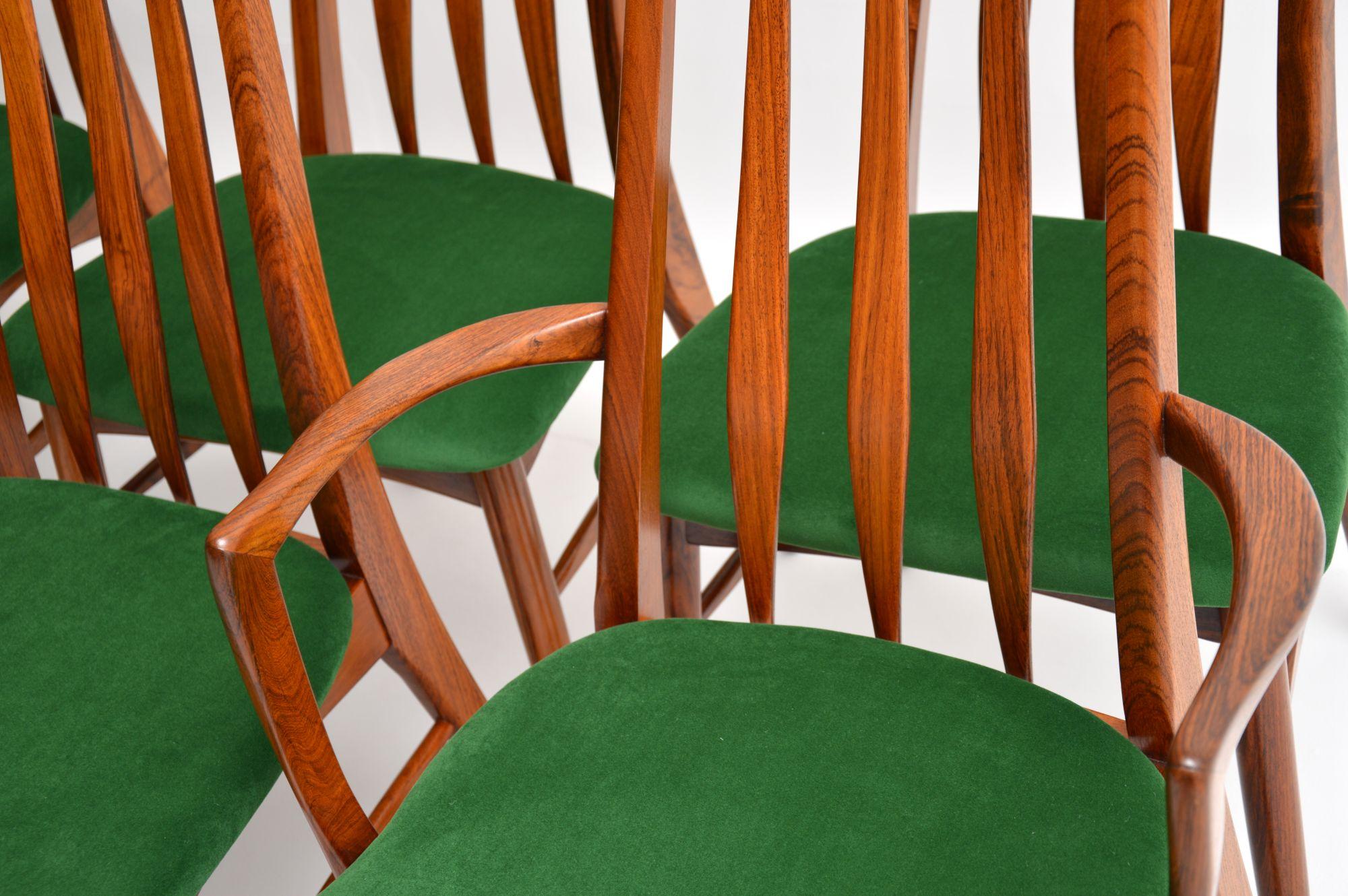 Velvet Set of 10 Danish Dining Chairs by Niels Koefoed