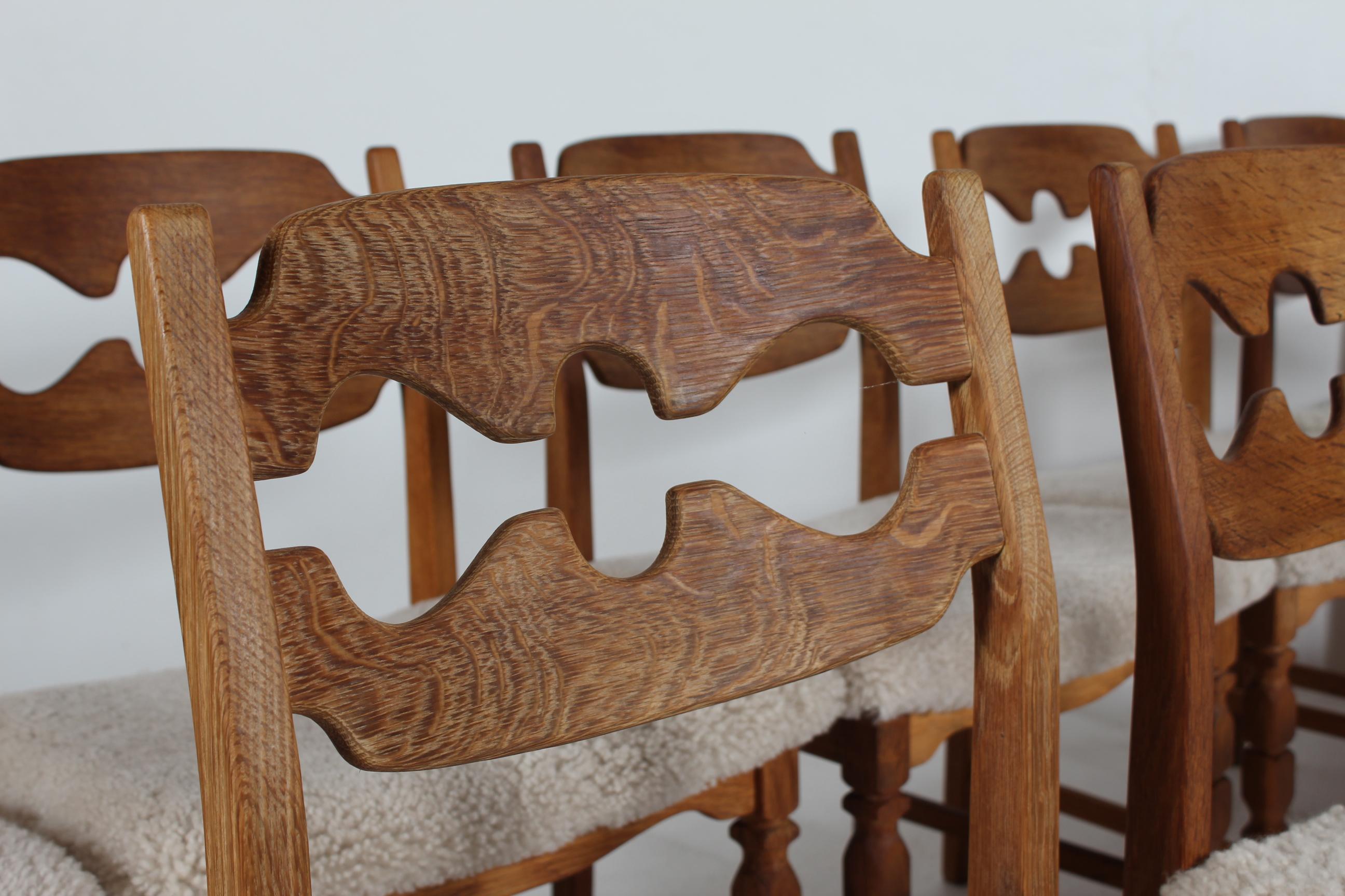 Montone Set di 10 sedie danesi a lama di rasoio Henning Kjærnulf in Oak &New 1970 in vendita