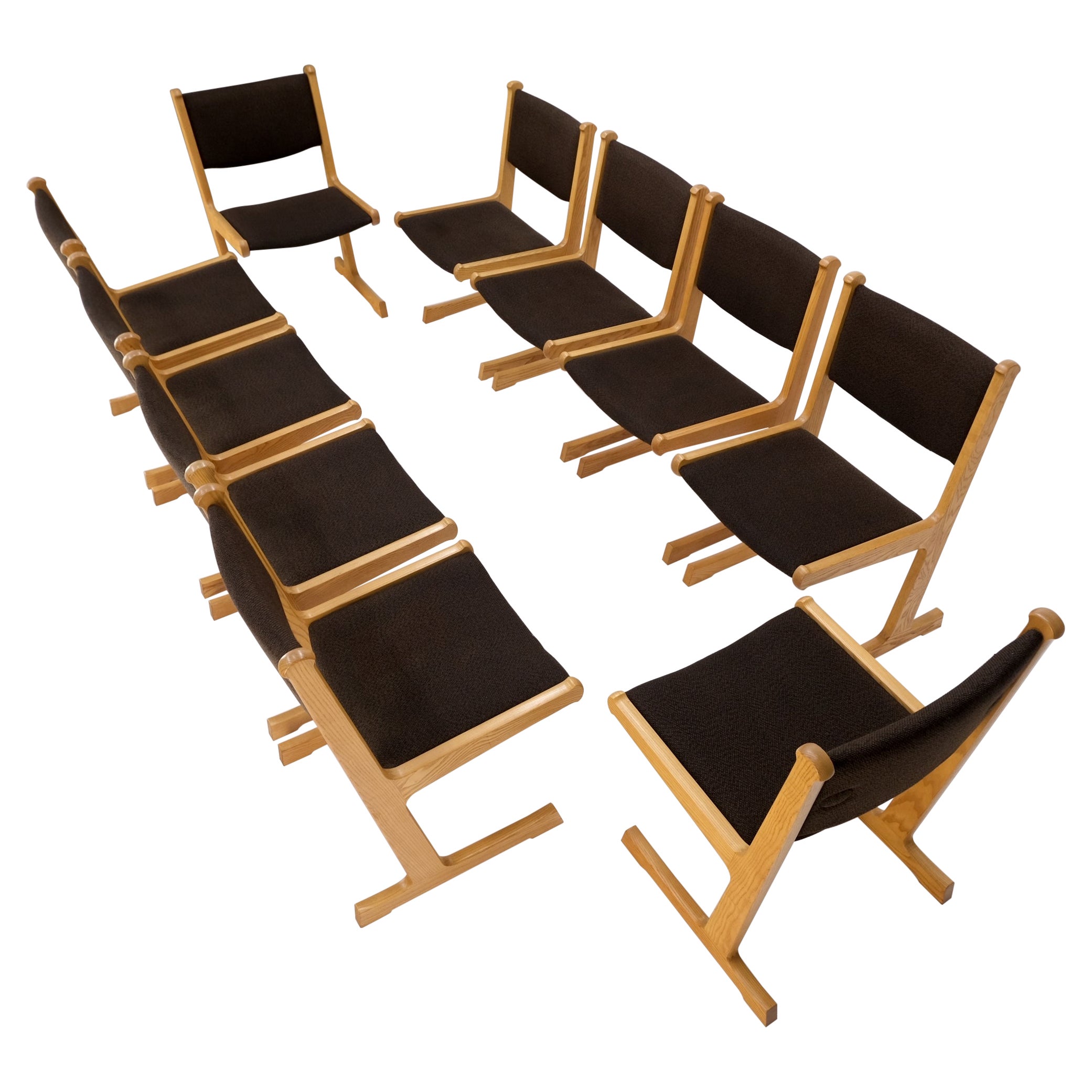Set di 10 sedie da pranzo danesi Mid Century Modern Cado con rivestimento in lana Danimarca in vendita