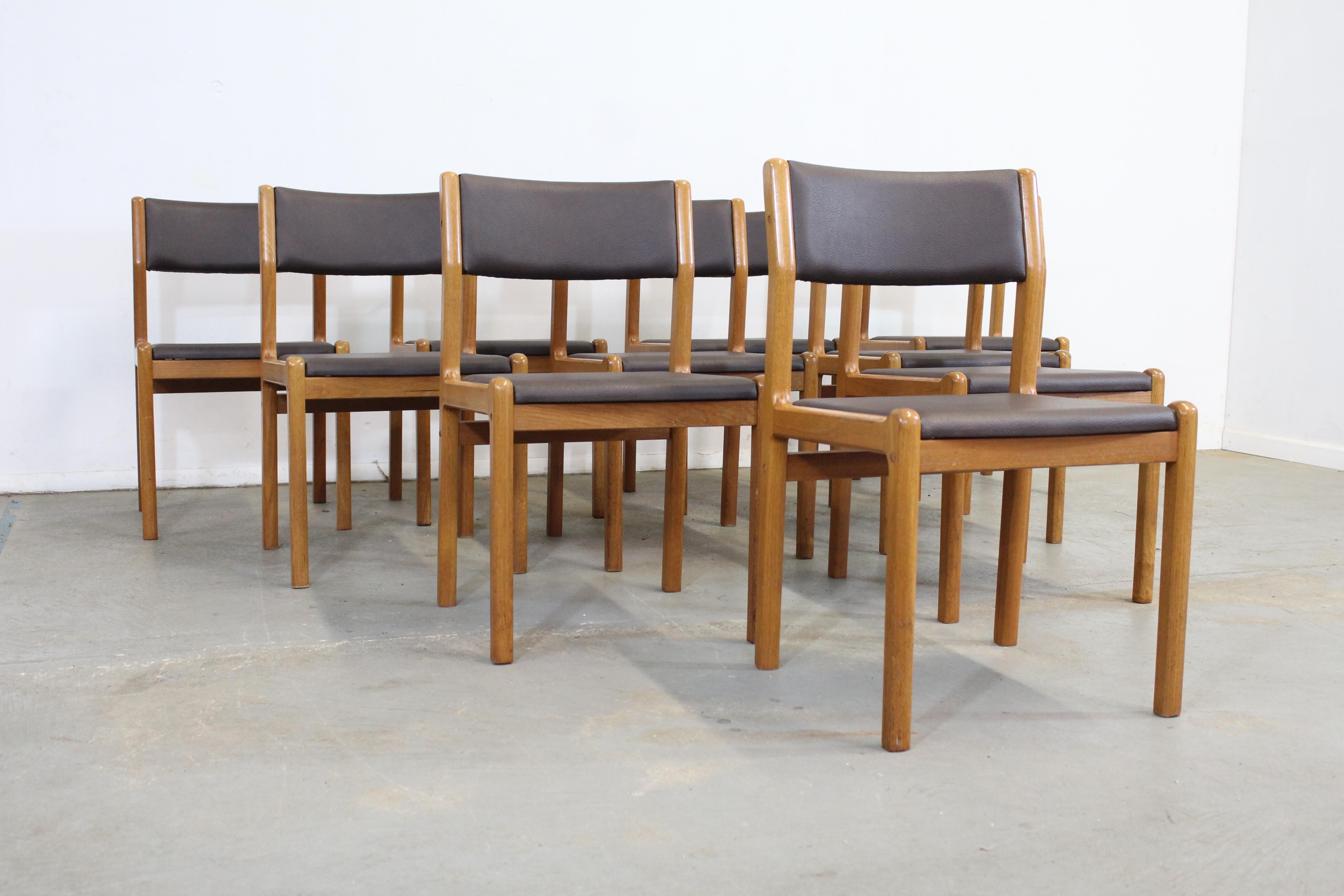 Set of 10 Danish Modern JL Moeller Teak Side Dining Chairs For Sale 10