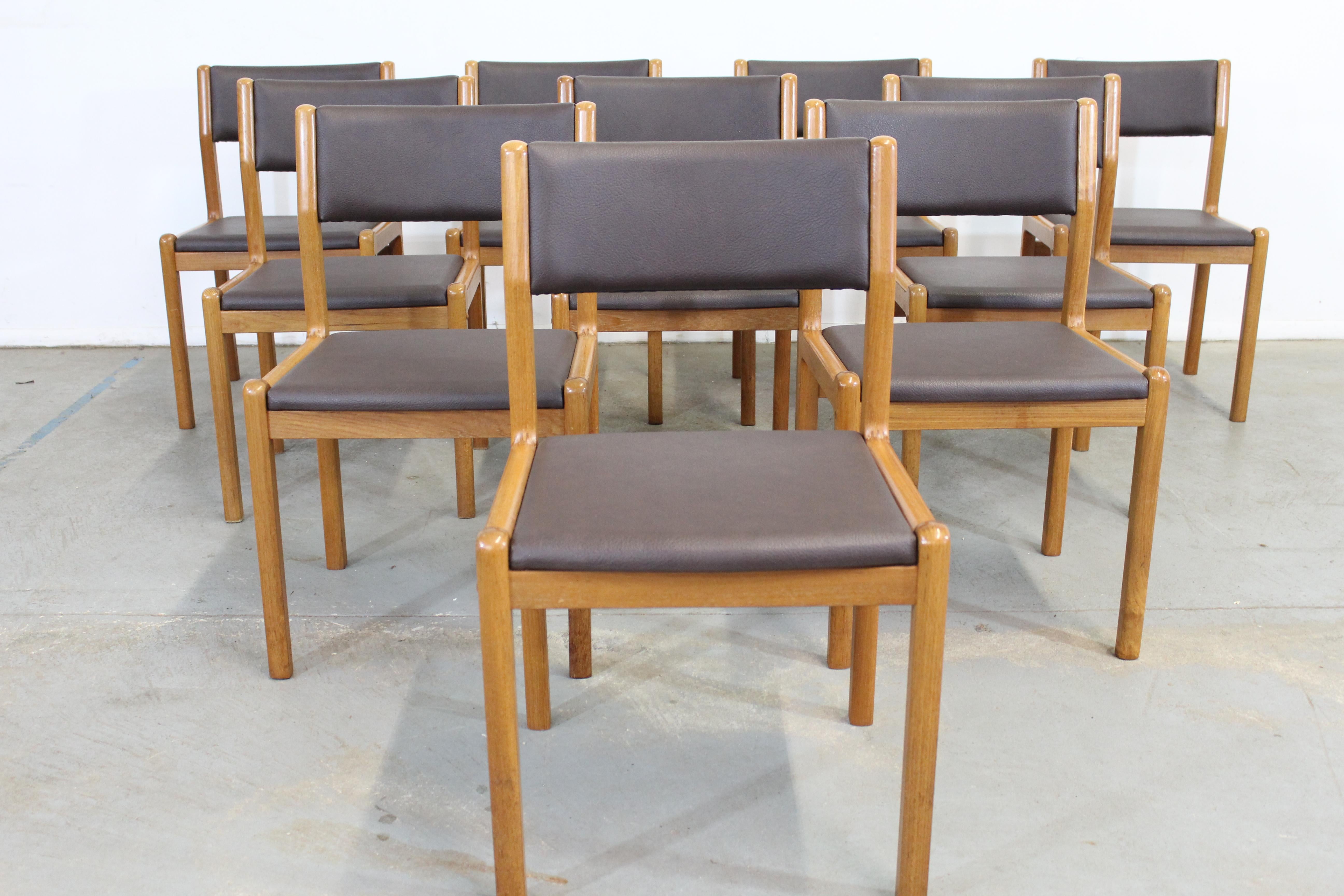 Set of 10 Danish Modern JL Moeller Teak Side Dining Chairs 11