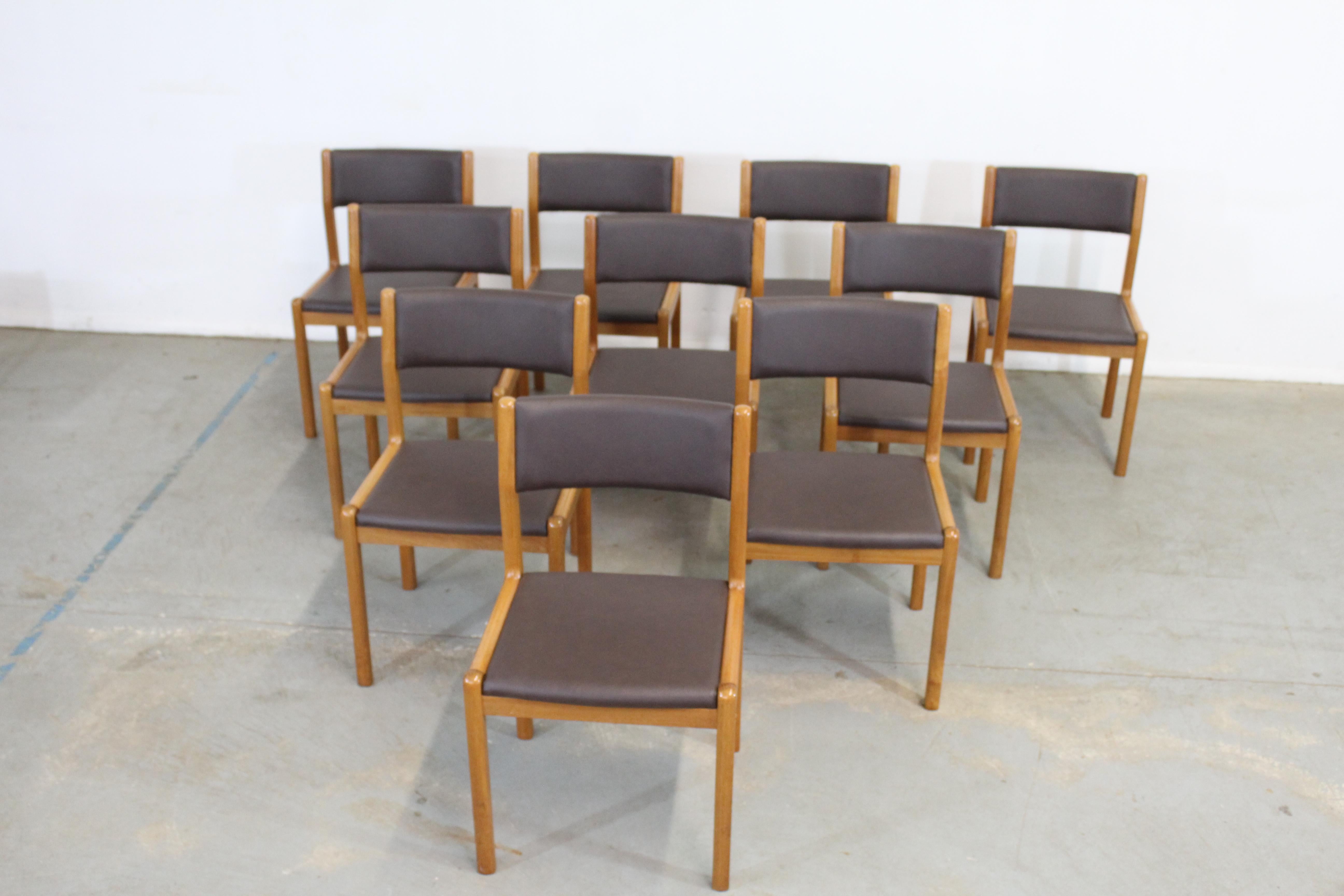 Set of 10 Danish Modern JL Moeller Teak Side Dining Chairs For Sale 12