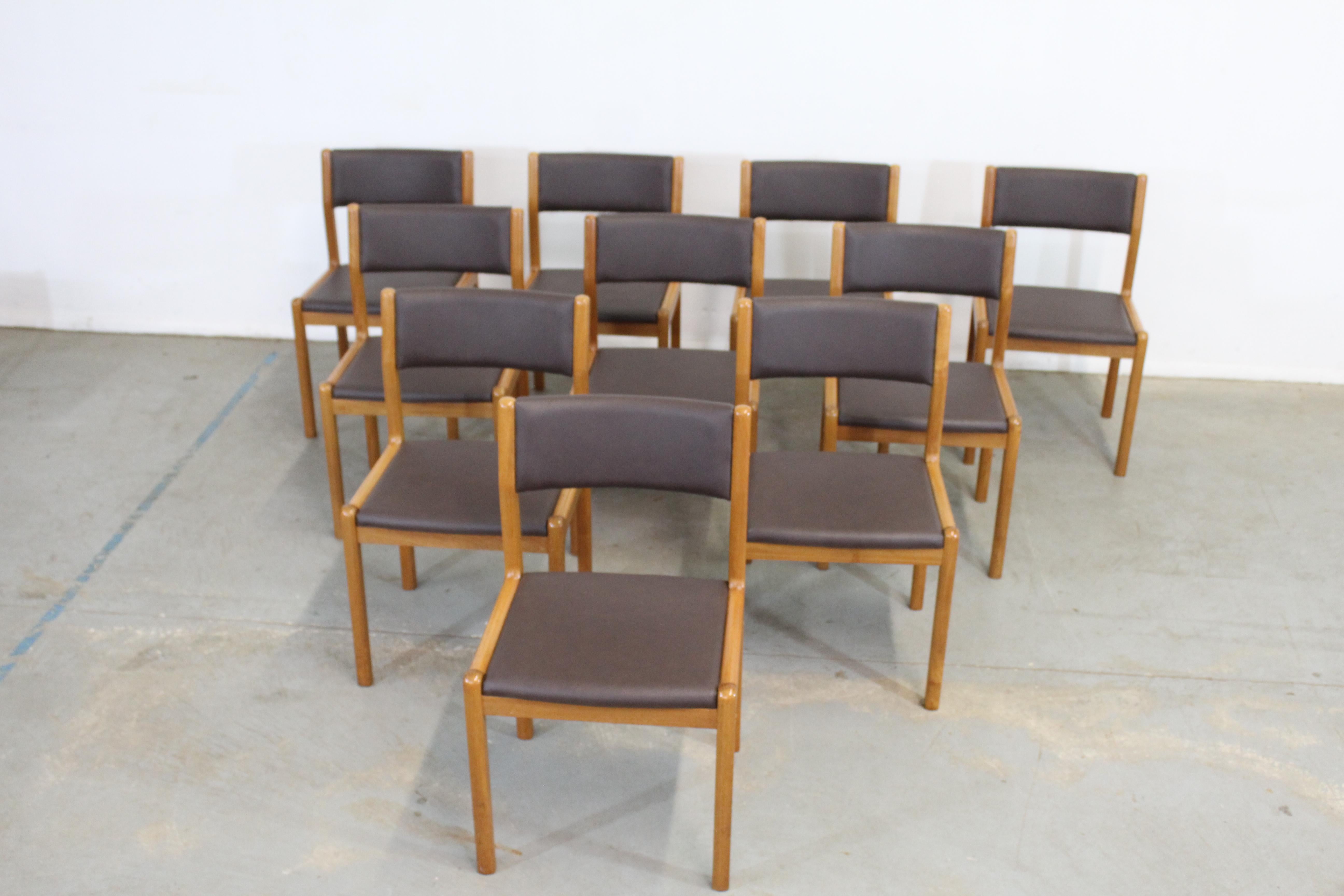 Set of 10 Danish Modern JL Moeller Teak Side Dining Chairs 12