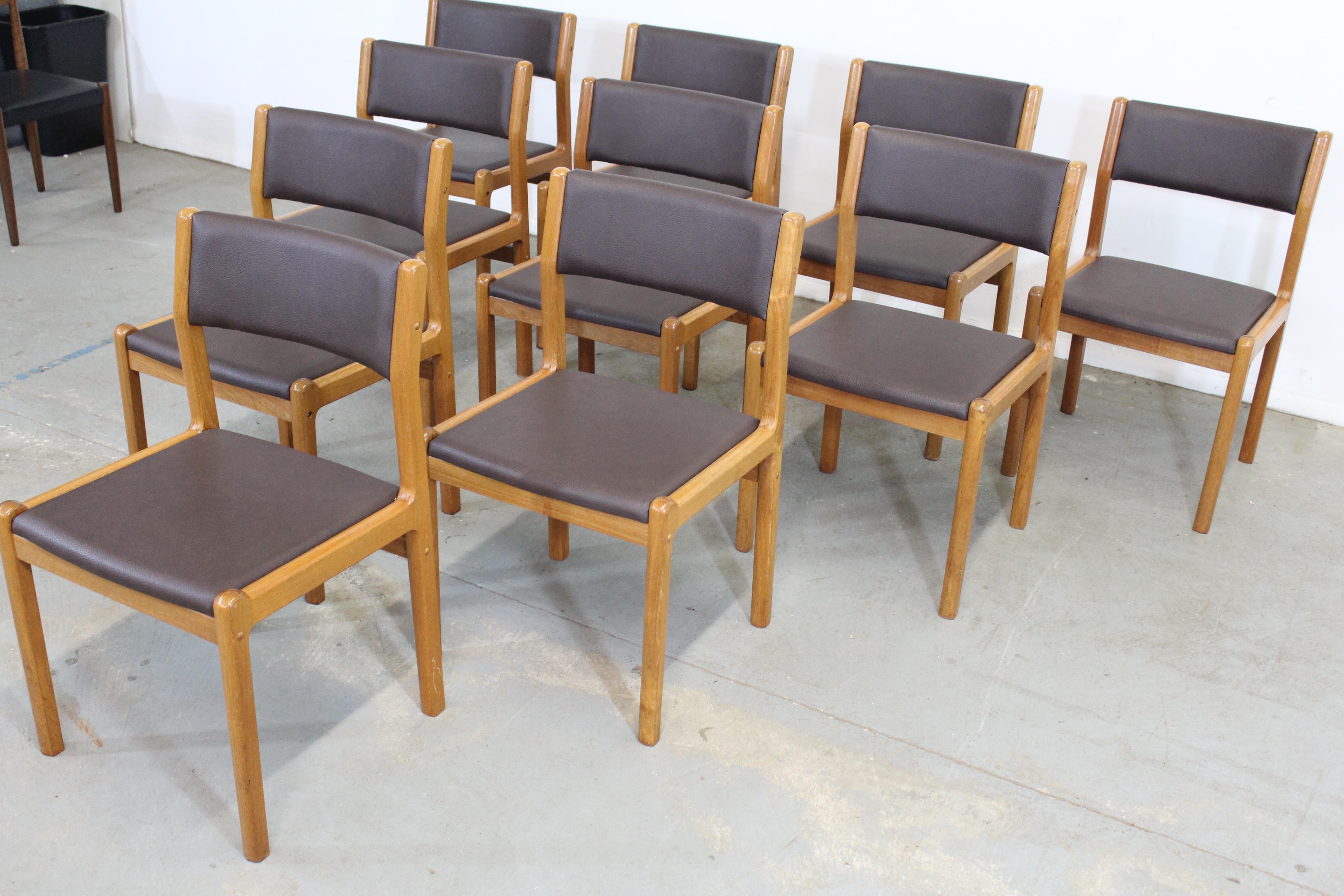 Mid-Century Modern Set of 10 Danish Modern JL Moeller Teak Side Dining Chairs For Sale
