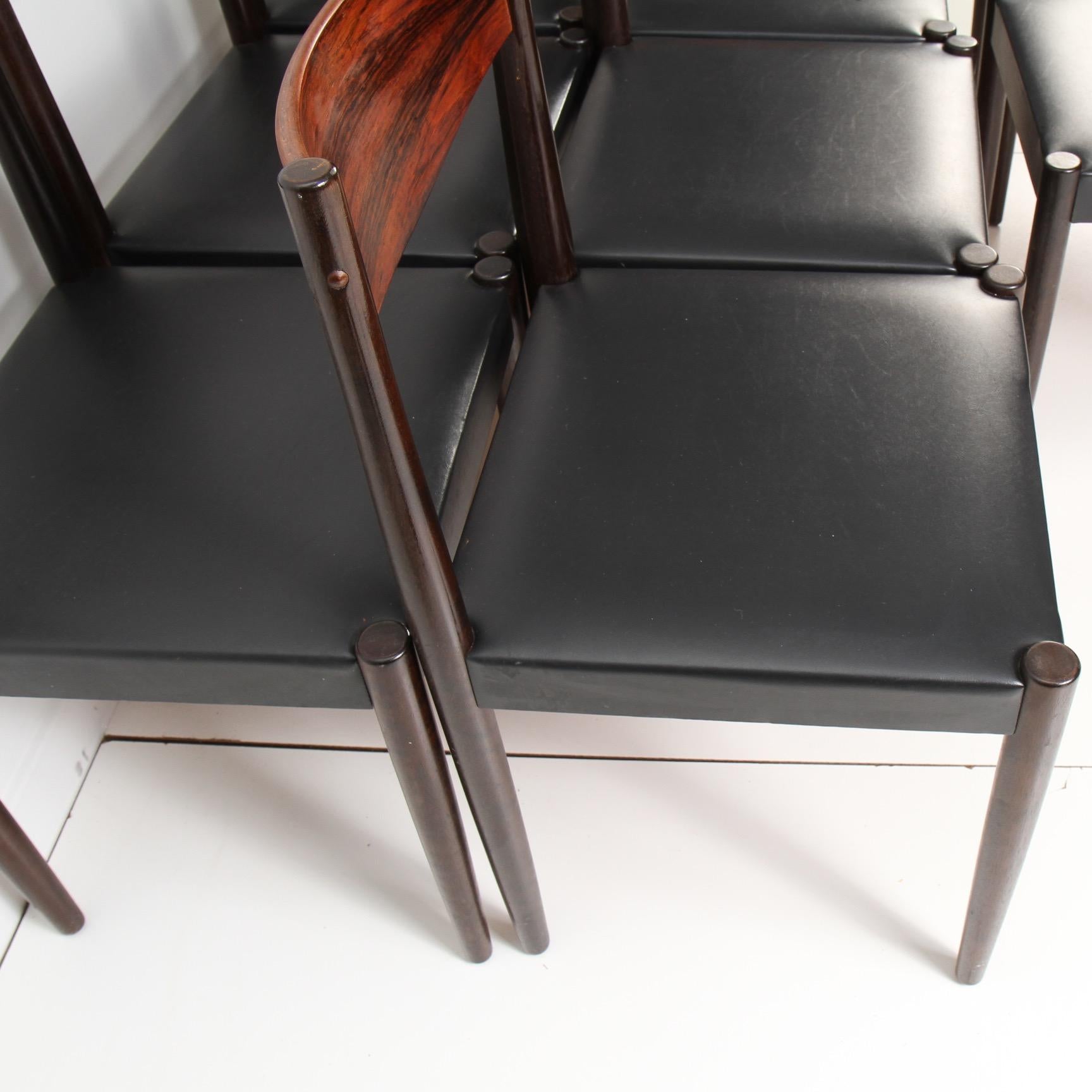Naugahyde Set of 10 Danish Modern Rosewood Dining Chairs by Poul Volther for Frem Rojle