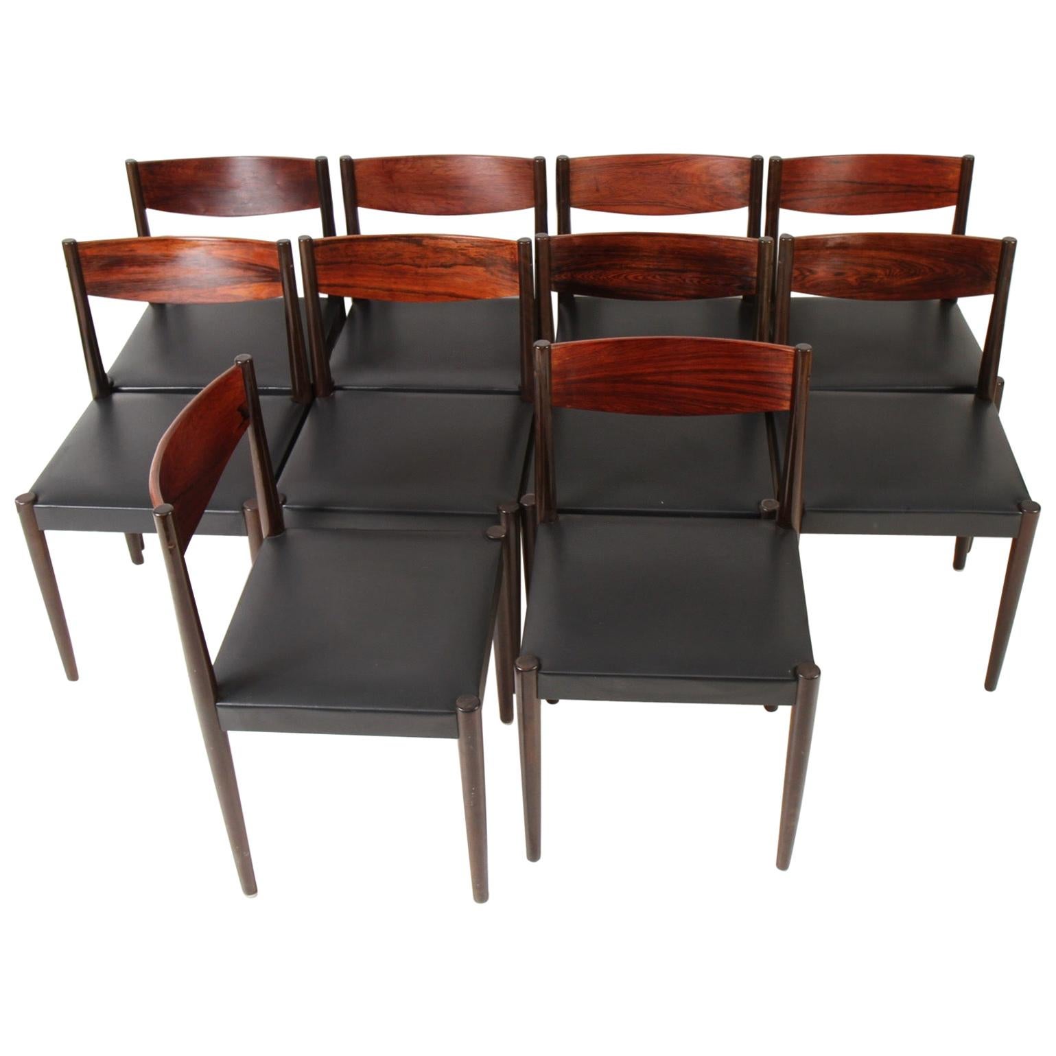 Set of 10 Danish Modern Rosewood Dining Chairs by Poul Volther for Frem Rojle