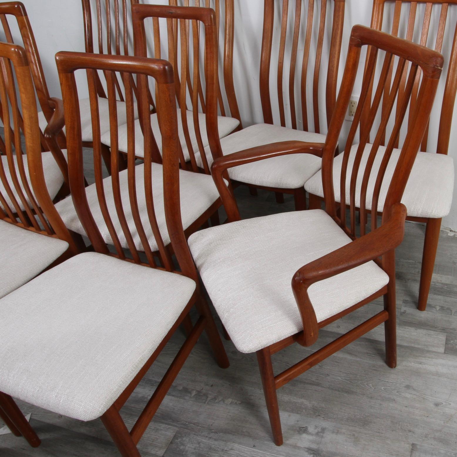 Mid-Century Modern Set of 10 Danish Modern Teak Dining Chairs by SVA Møbler For Sale