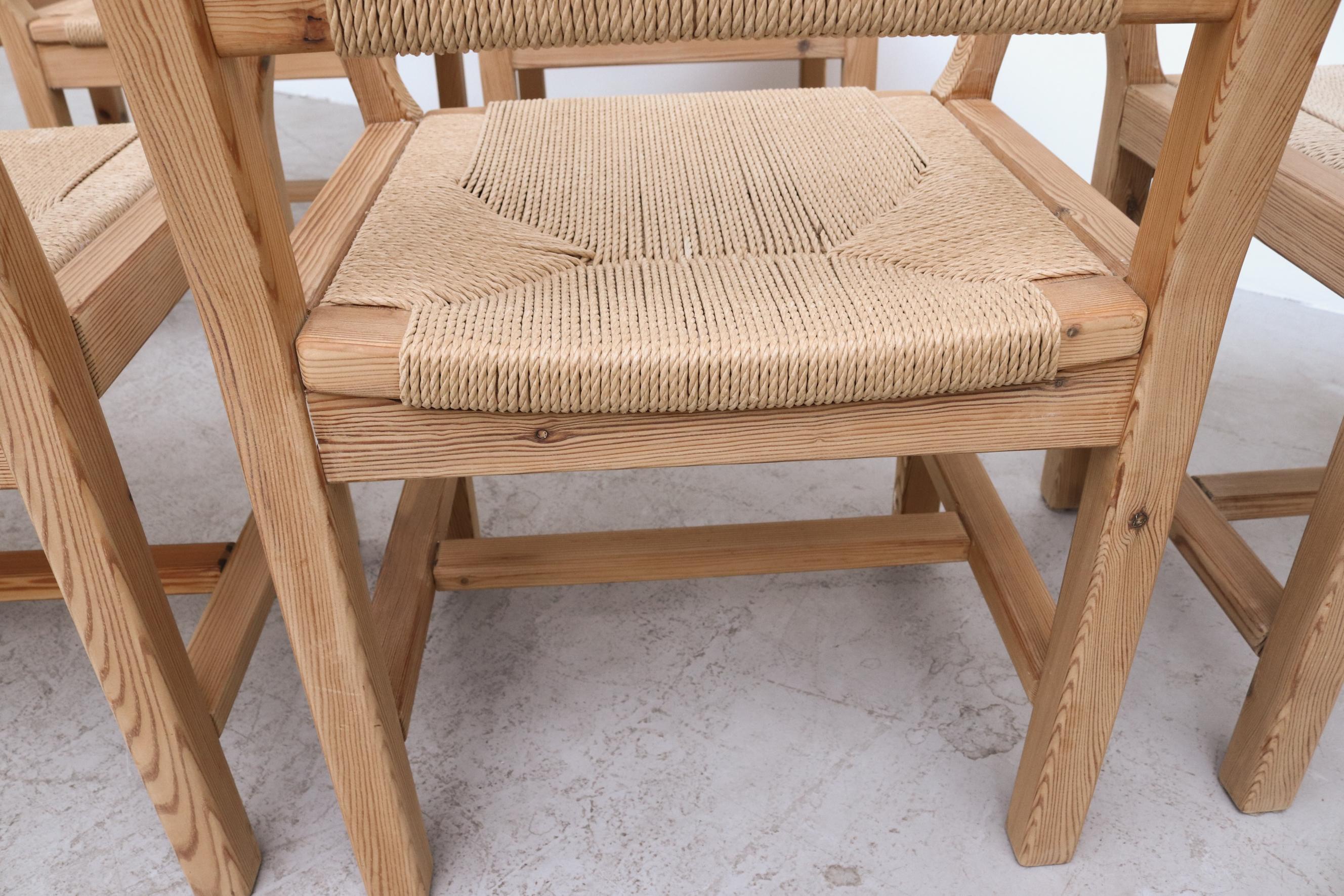 Set of 10 Danish Pine and Papercord Arm Chairs by T. Poulsen for Gm Mobler 6