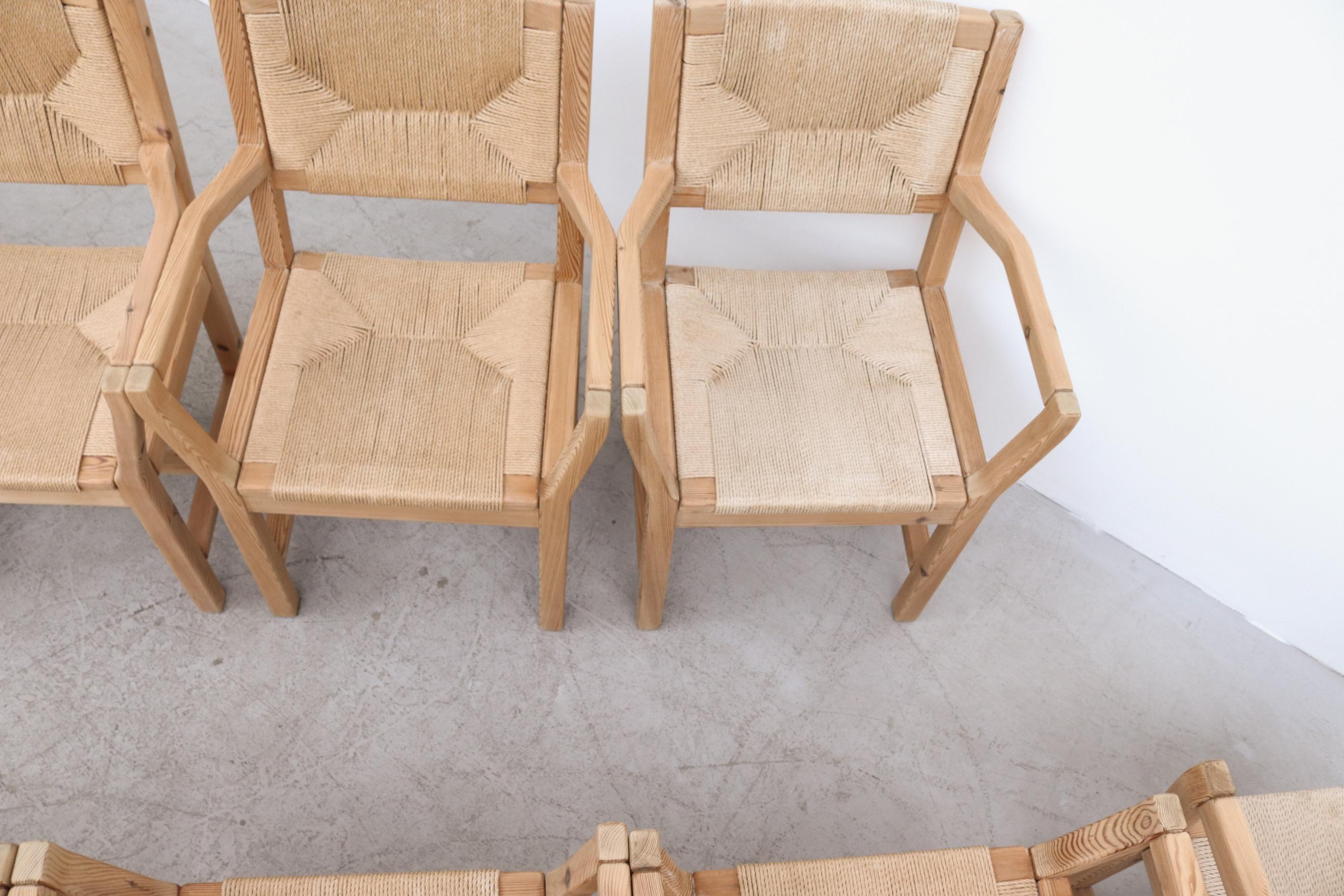 Set of 10 Danish Pine and Papercord Arm Chairs by T. Poulsen for Gm Mobler 10