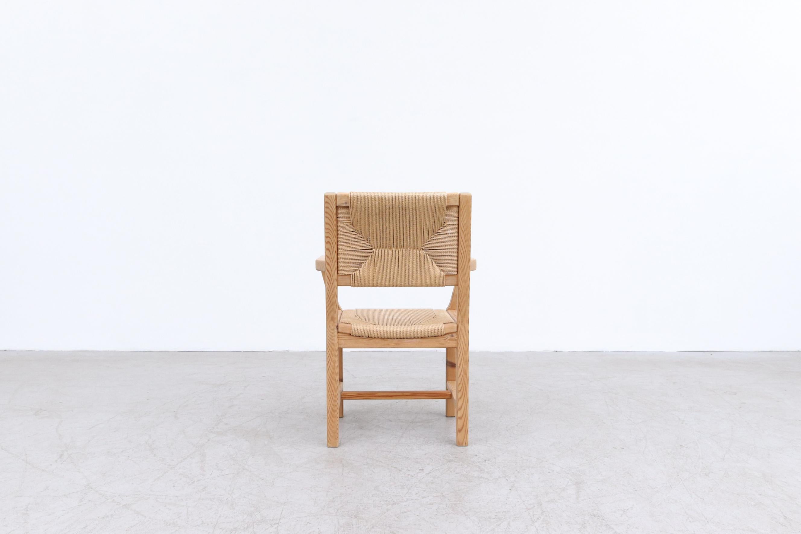 Late 20th Century Set of 10 Danish Pine and Papercord Arm Chairs by T. Poulsen for Gm Mobler