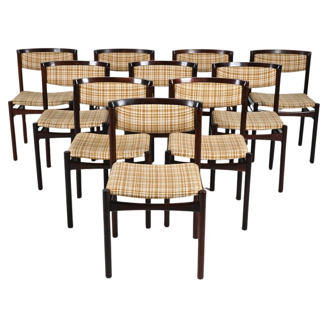 Ensemble de 10 chaises de salle à manger danoises en palissandre massif par SAX, c.C. 1960. en vente