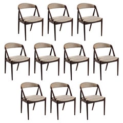 Set of 10 dark teak chairs by Kai Kristiansen