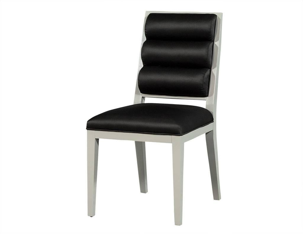 Modern Set of Ten Deco Style Roll Back Dining Chairs