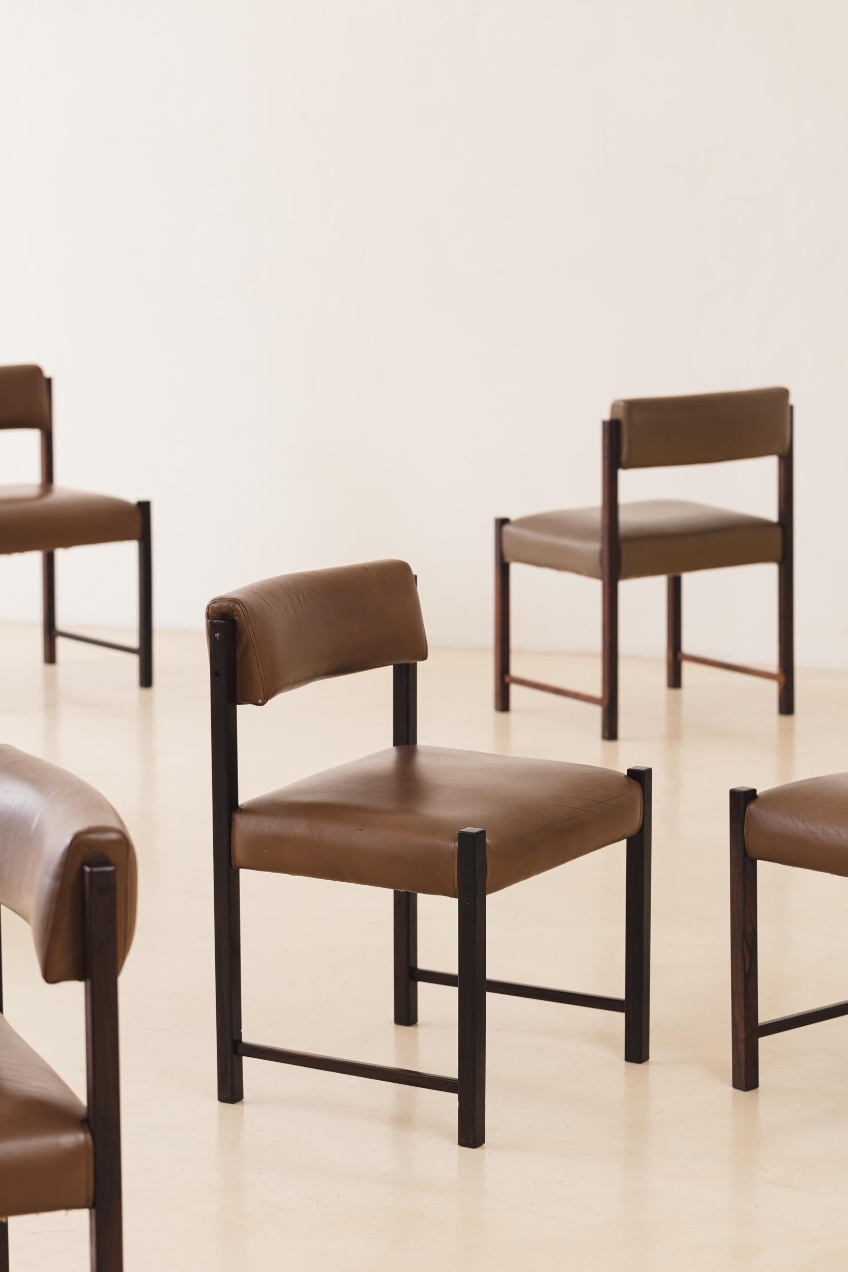Tissu d'ameublement Ensemble de 10 chaises Del Rey de Jorge Zalszupin, design du milieu du siècle dernier, Brésil, 1960 en vente