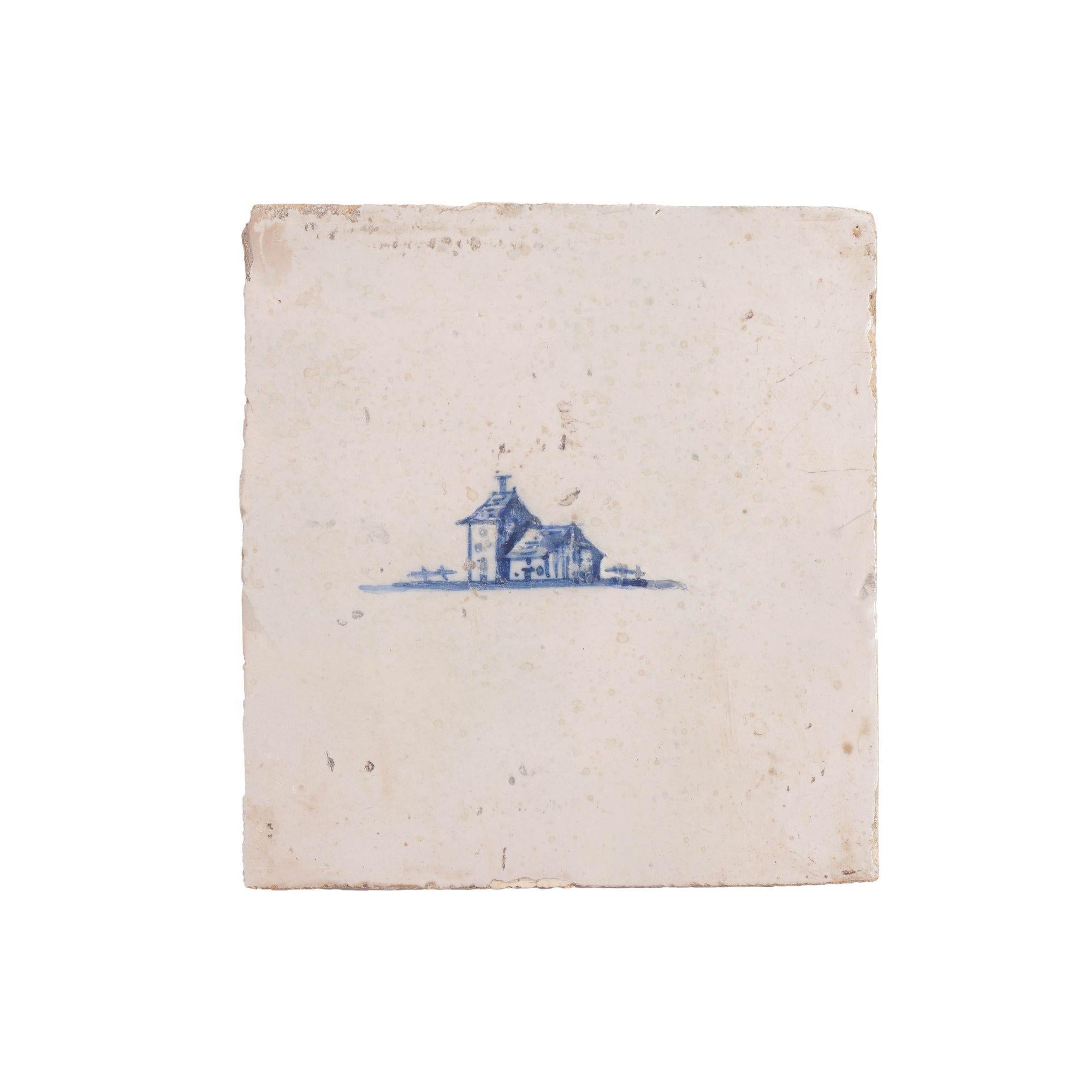 Satz von 10 Delfter Miniatur-Landschaftsfliesen, um 1650 im Angebot 8