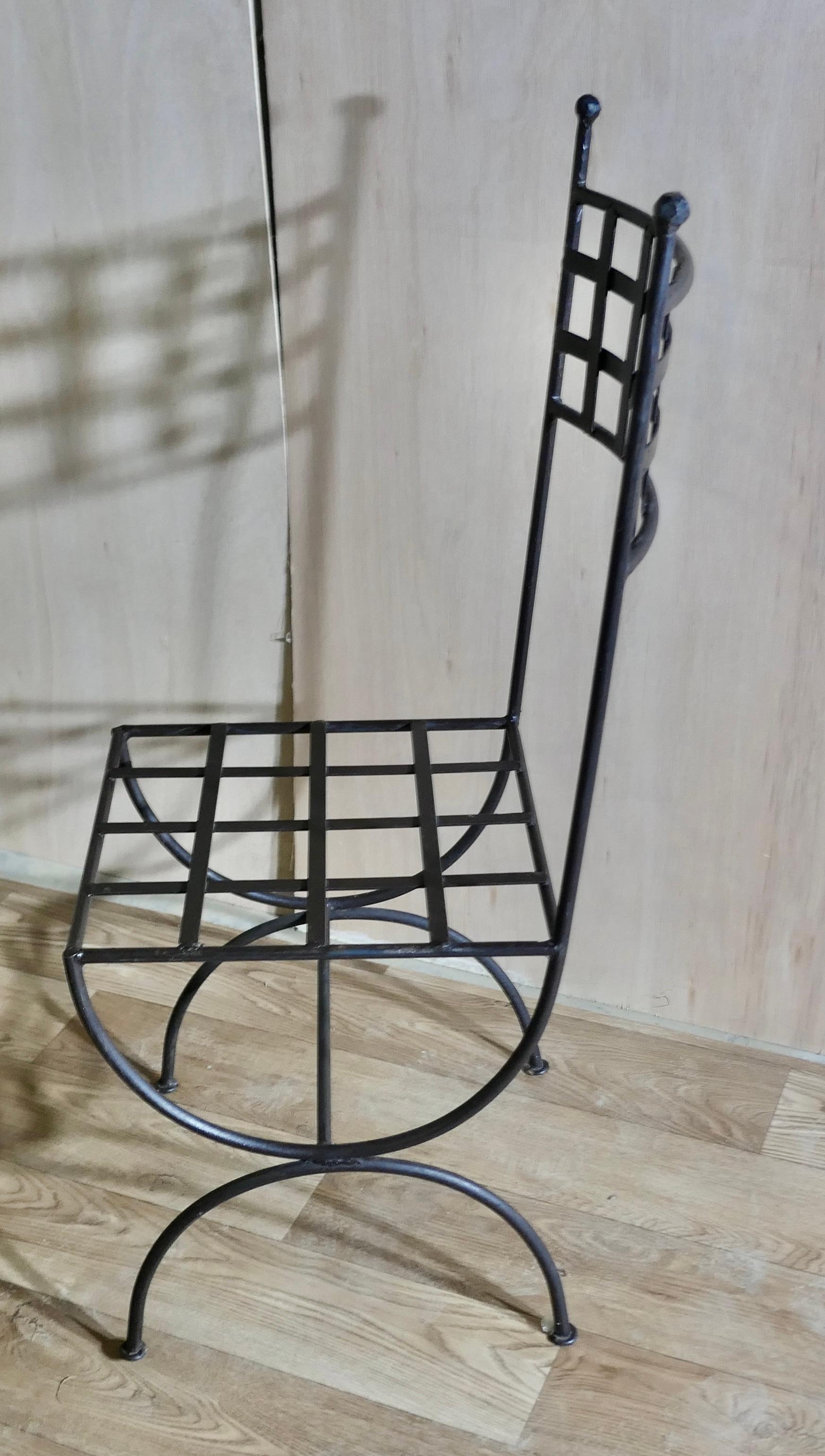 Set of 10 Designer High Back Strap-work Iron Patio Chairs 6