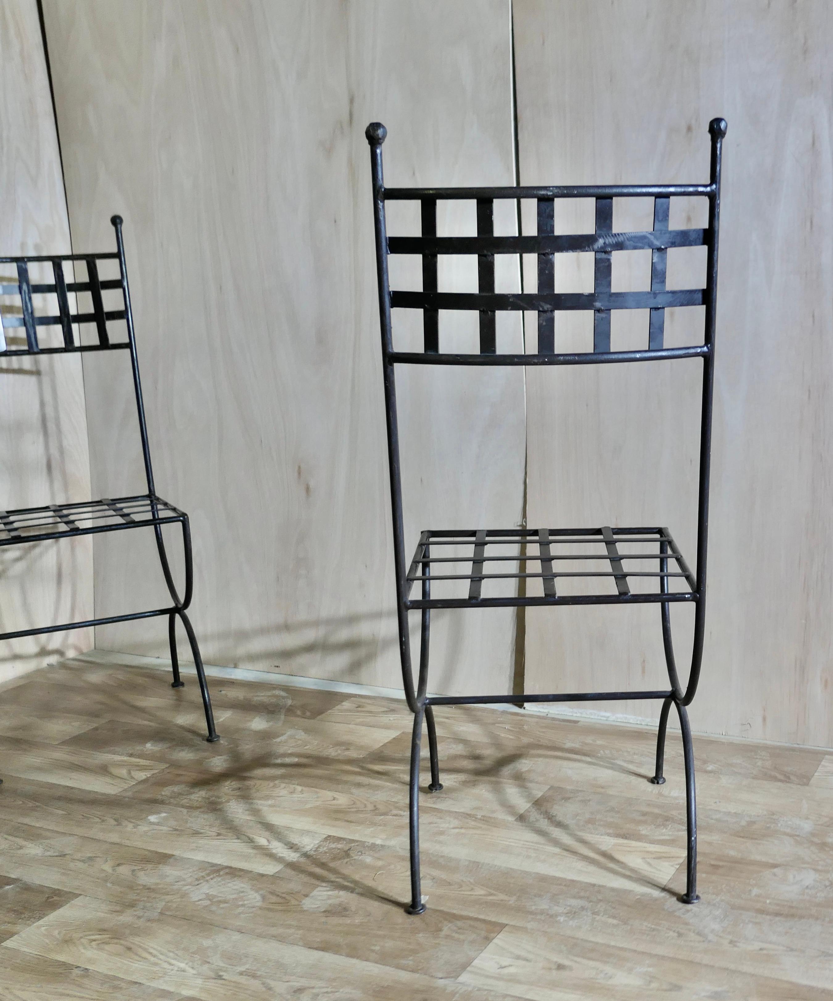 Set of 10 Designer High Back Strap-work Iron Patio Chairs 8