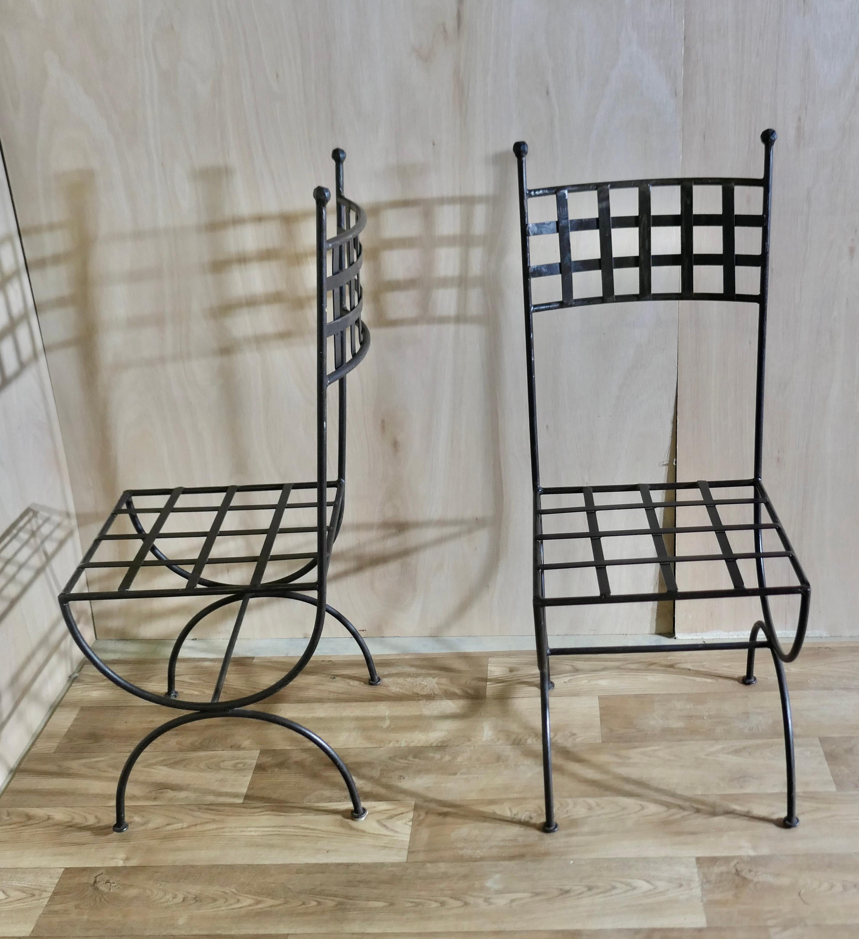Set of 10 Designer High Back Strap-work Iron Patio Chairs 2