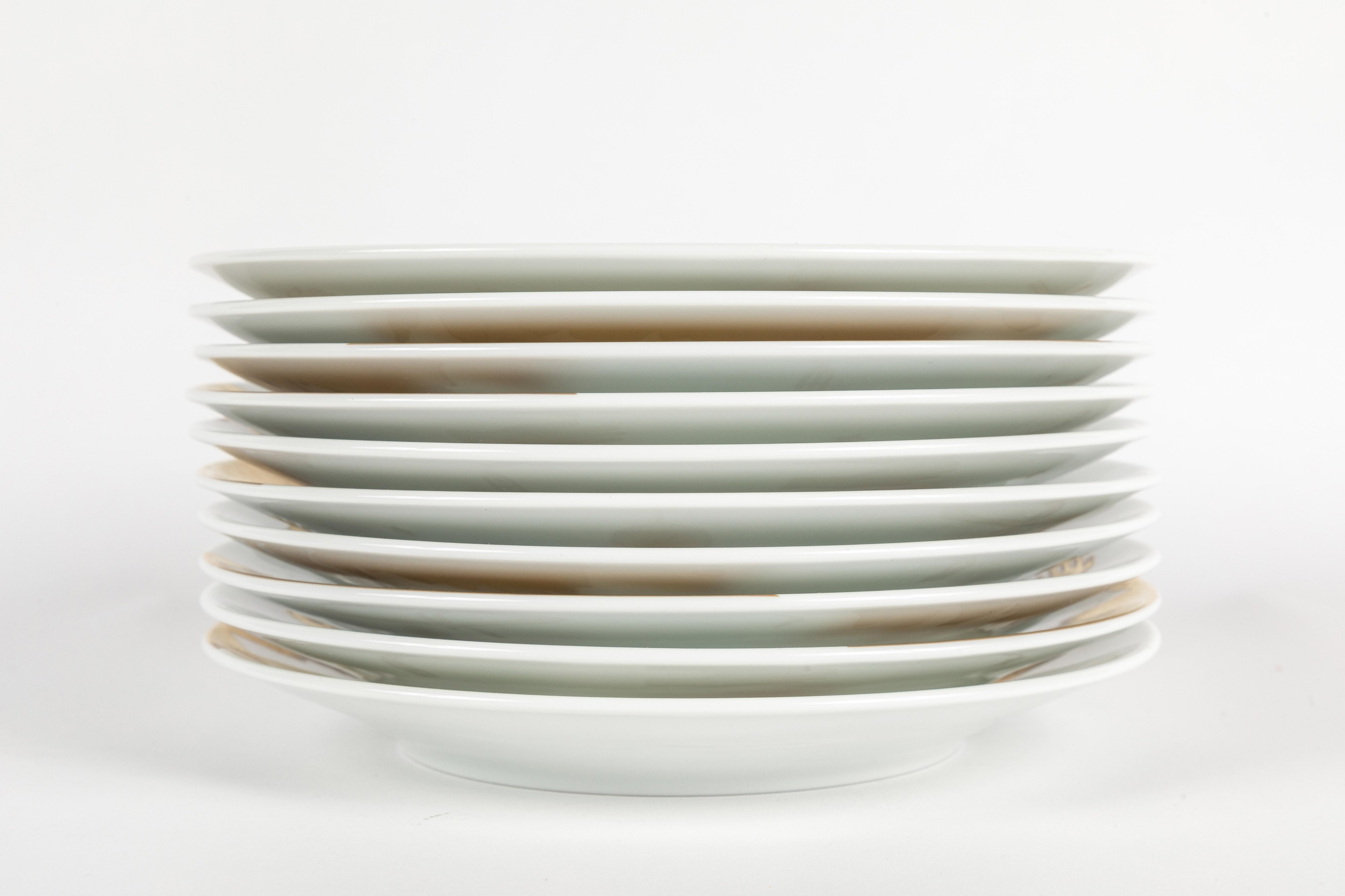 Juego de 10 platos de postre Trionfo Italiano modelo Gio Ponti para Richard Ginori Glaseado