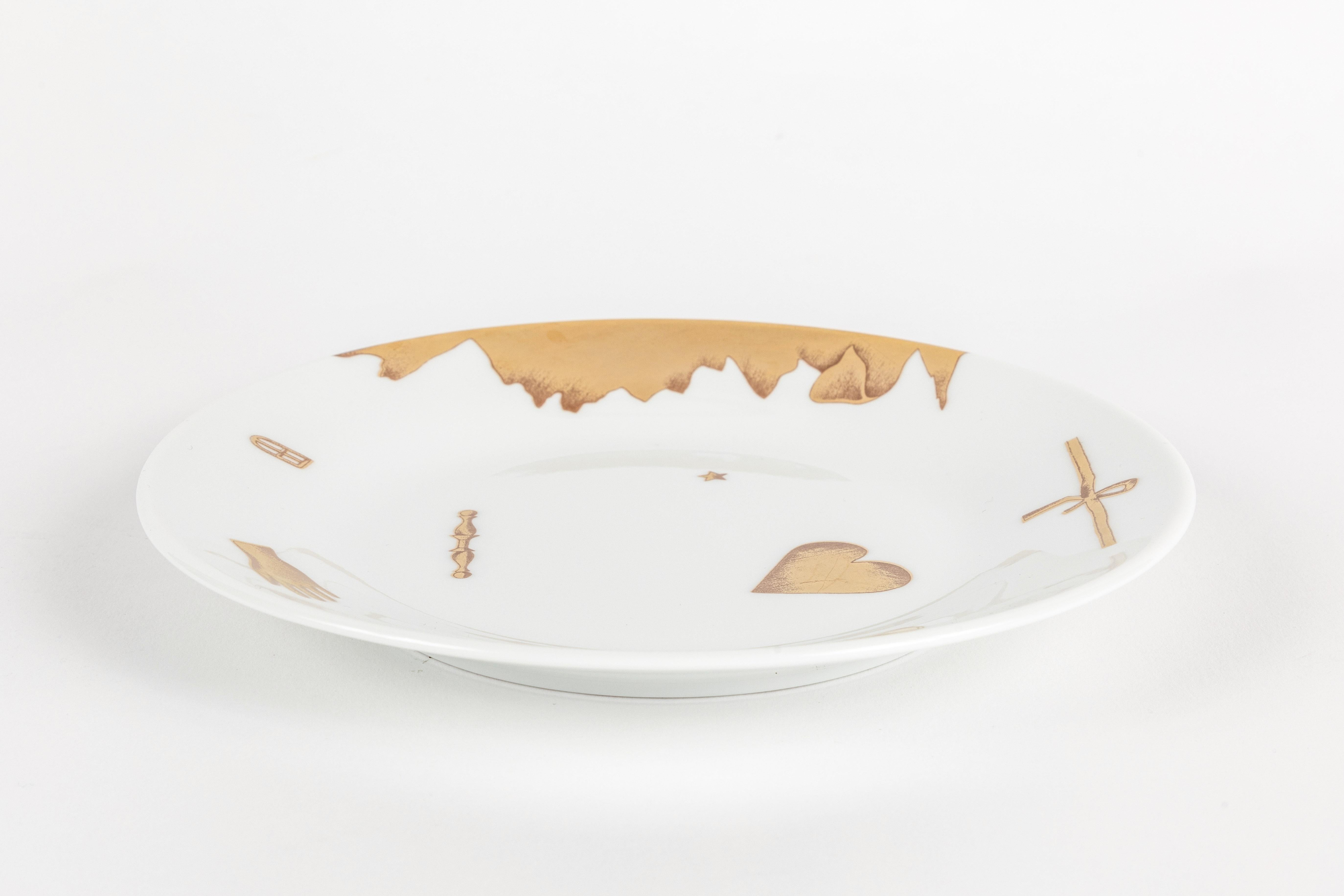 Porcelain Set of 10 Dessert Plates Trionfo Italiano pattern Gio Ponti for Richard Ginori