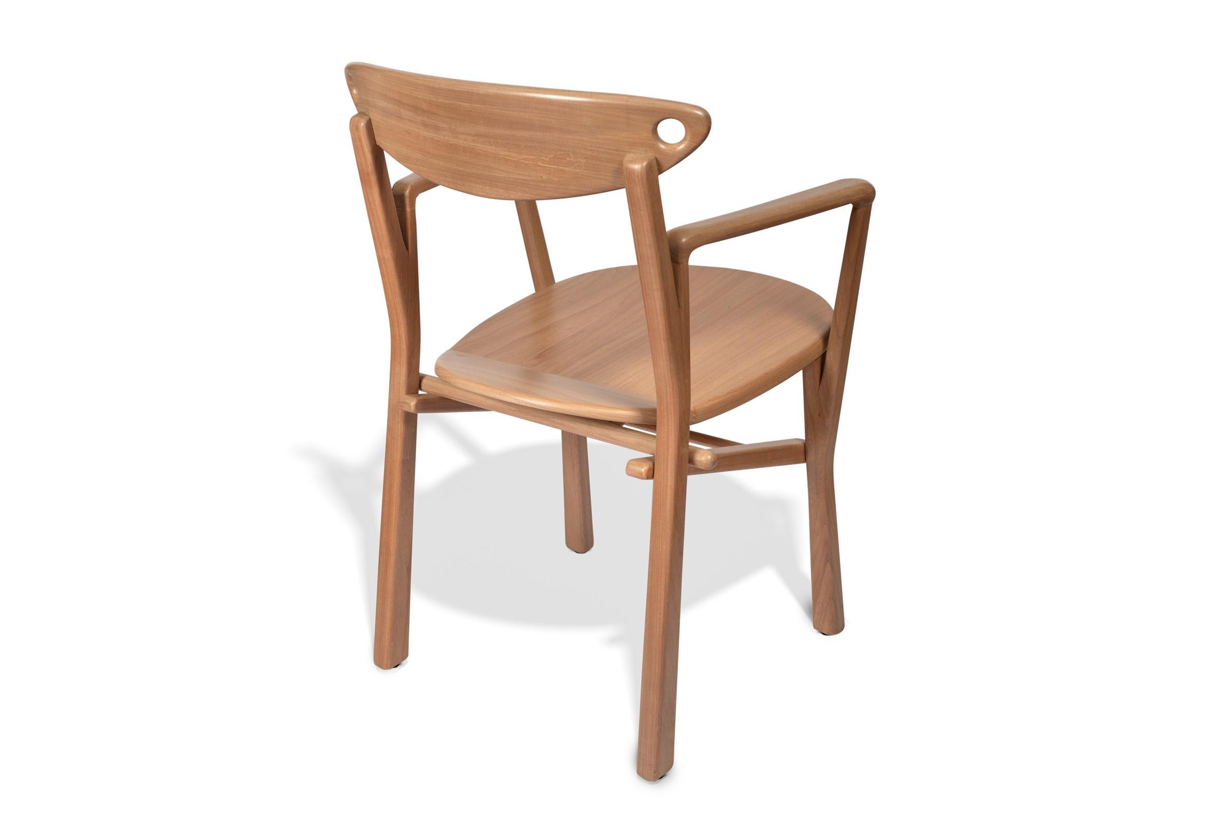 Hardwood Set of 10 Dining Chairs Laje in Natural Wood For Sale