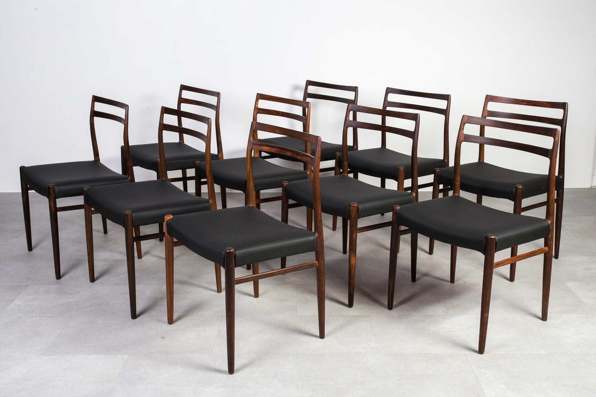 Satz von 10 Esszimmerstühlen von Alf Aarseth für Gustav Bahus, 1960er Jahre, vollständig restauriert (Holz) im Angebot