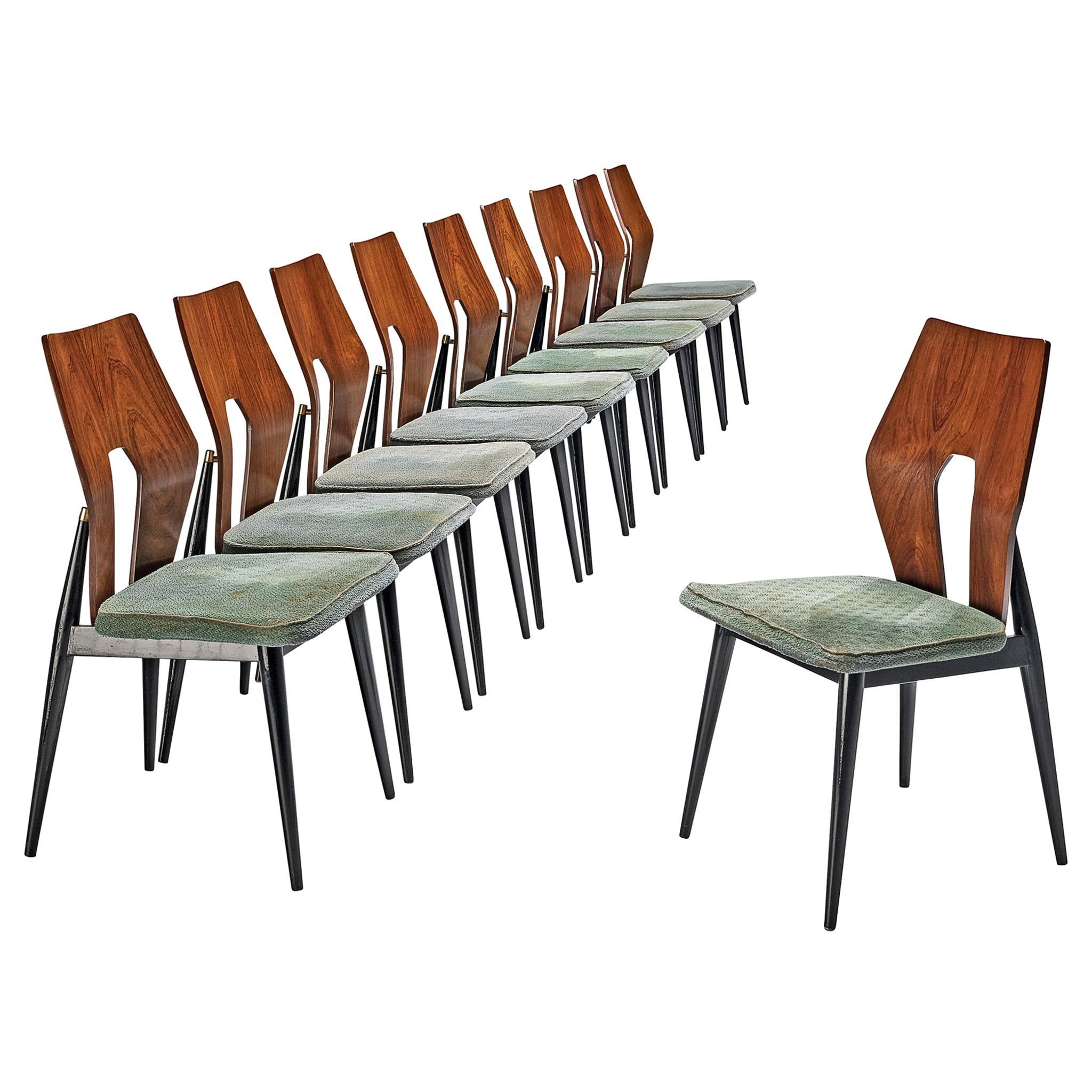 Set of 10 Dining Chairs by Meredew with Brass For Sale at 1stDibs