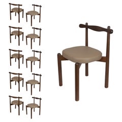 Set of 10 Dining Chairs Uçá Dark Brown Wood