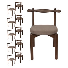 Lot de 10 chaises de salle à manger Uçá en Wood Light Brown (tissu ref : 20)