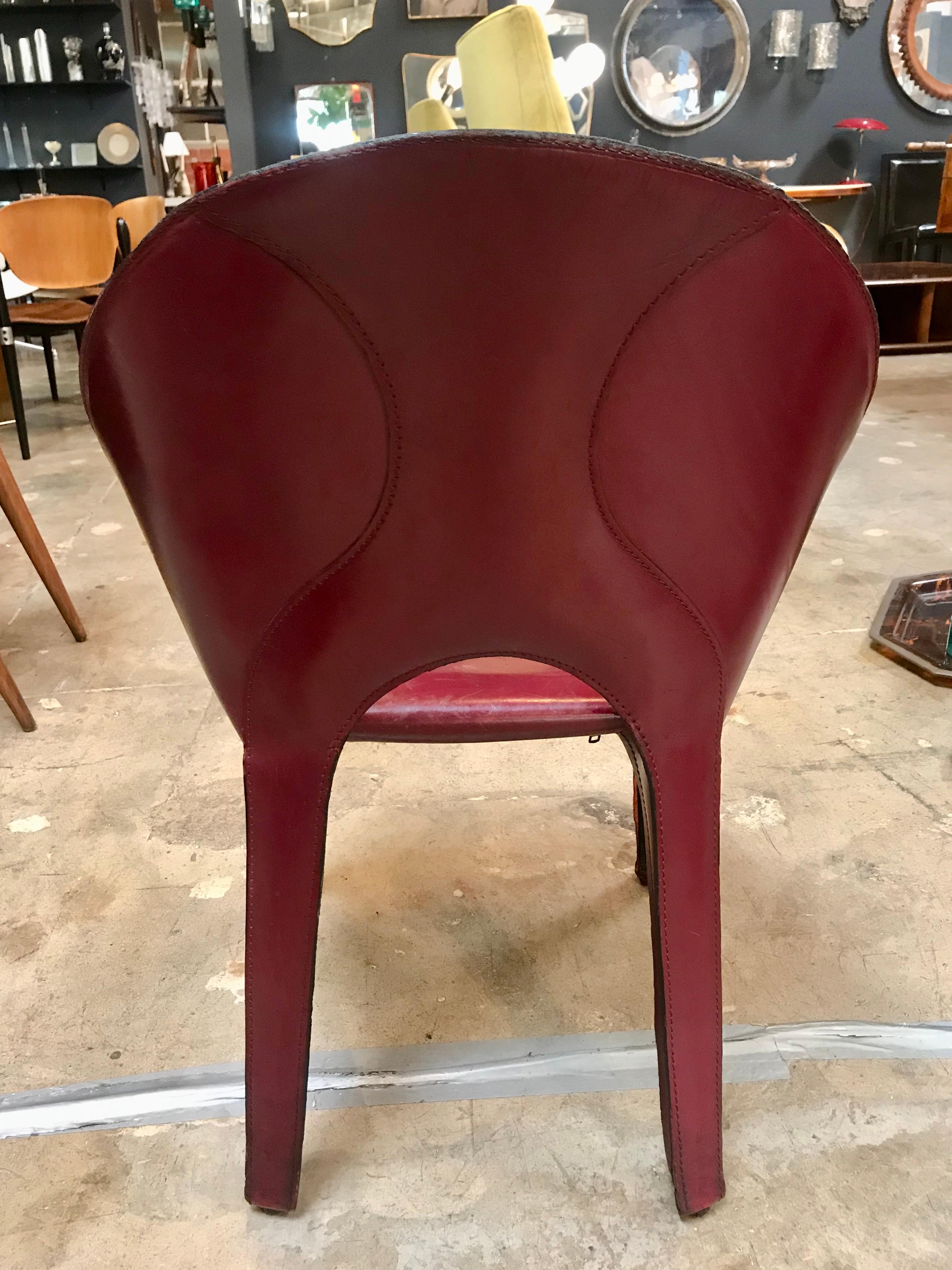 Set of 10 Dining Leather Chairs for Cassina Studio, Italy, 1970s In Good Condition In Los Angeles, CA