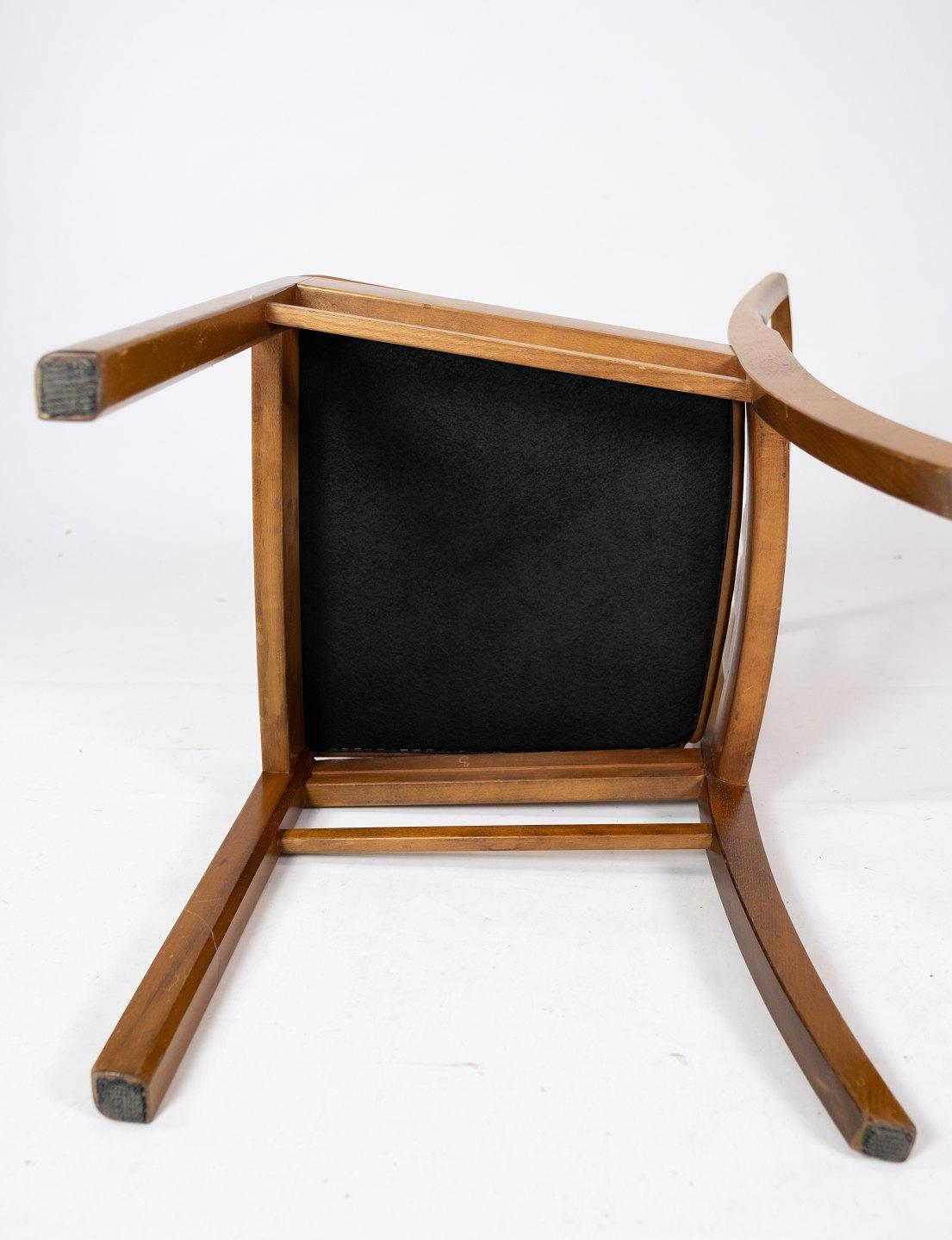 Set von 10 Esszimmerstühlen aus hellem Holz und cognacfarbenem Leder, 1940er Jahre im Angebot 3