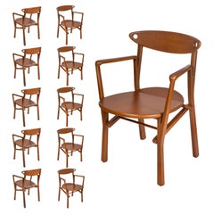 Set of 10 Dinning Chairs Laje in Light Brown Wood